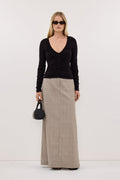LORNE BLACK V NECK GATHERED TOP