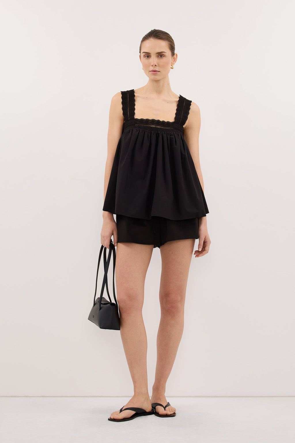 MIRANDA BLACK LACE TRIM TOP