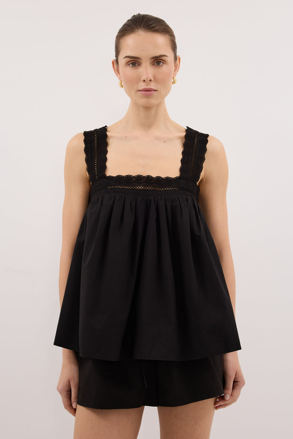 MIRANDA BLACK LACE TRIM TOP