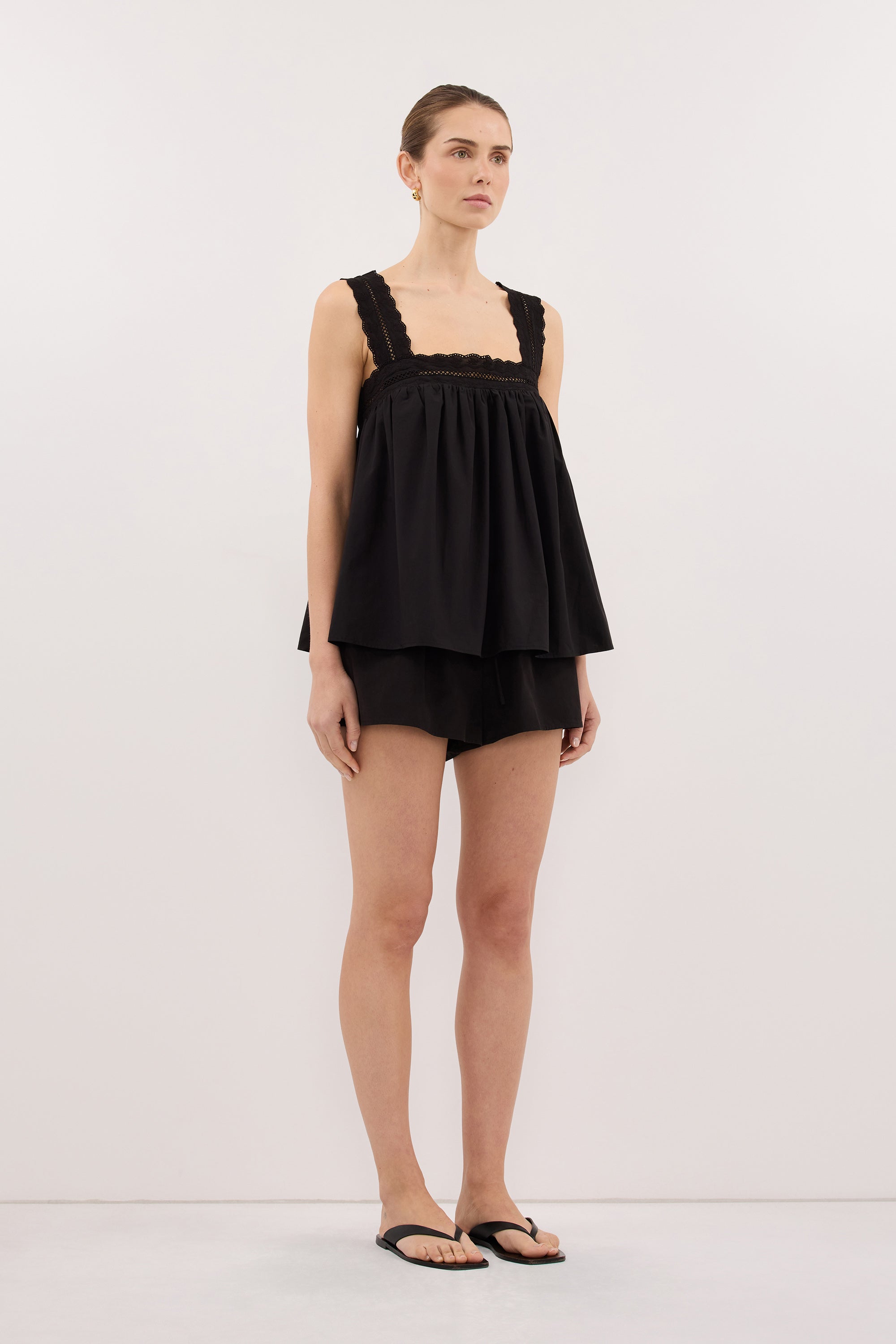 MIRANDA BLACK LACE TRIM TOP