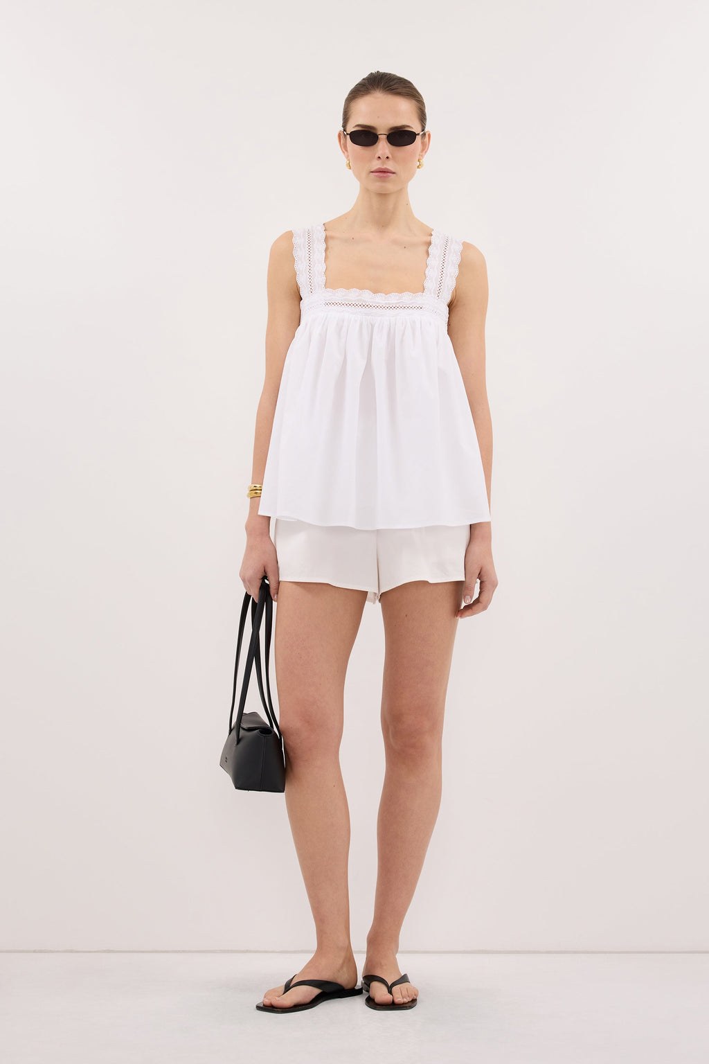 MIRANDA WHITE LACE TRIM TOP