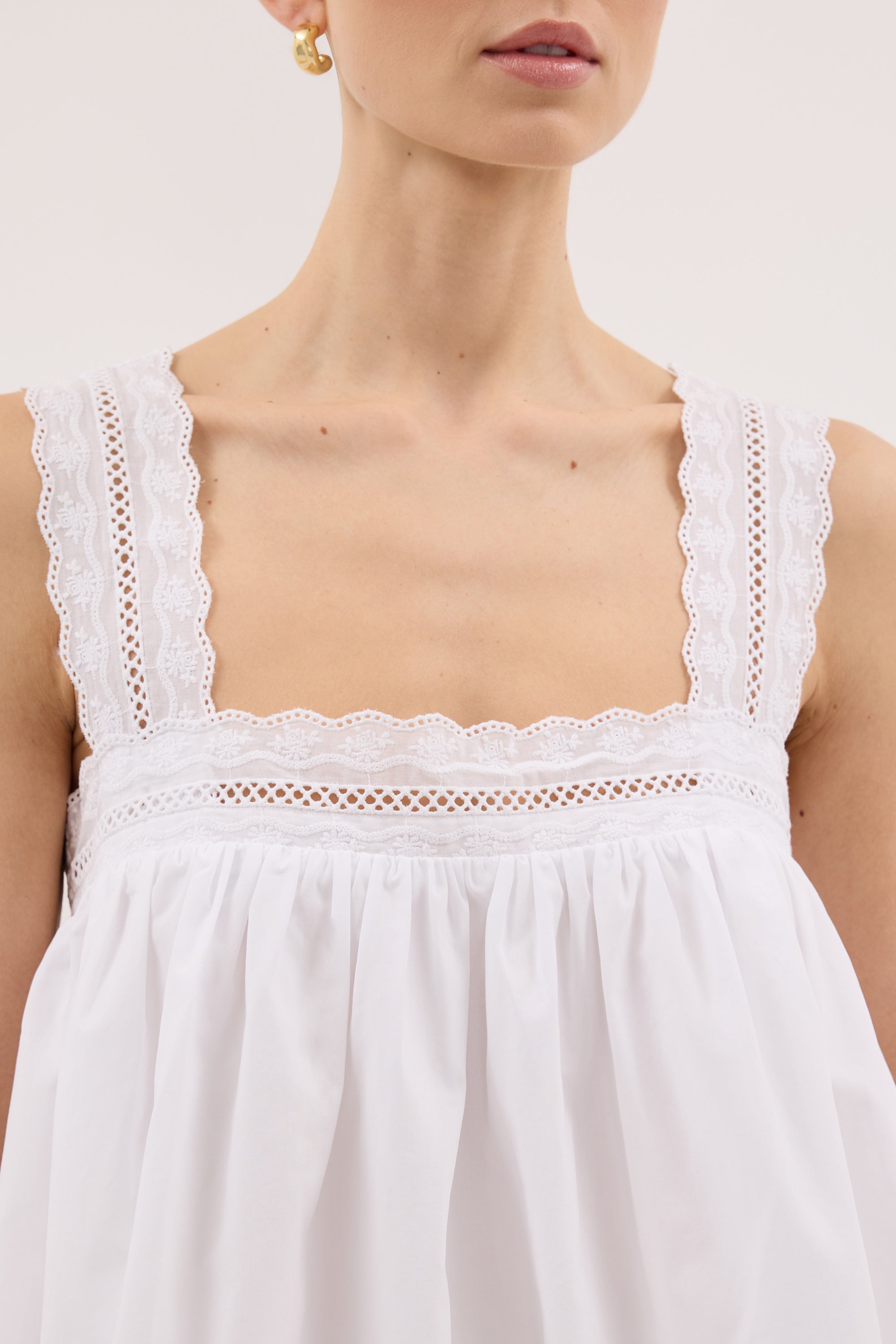 MIRANDA WHITE LACE TRIM TOP