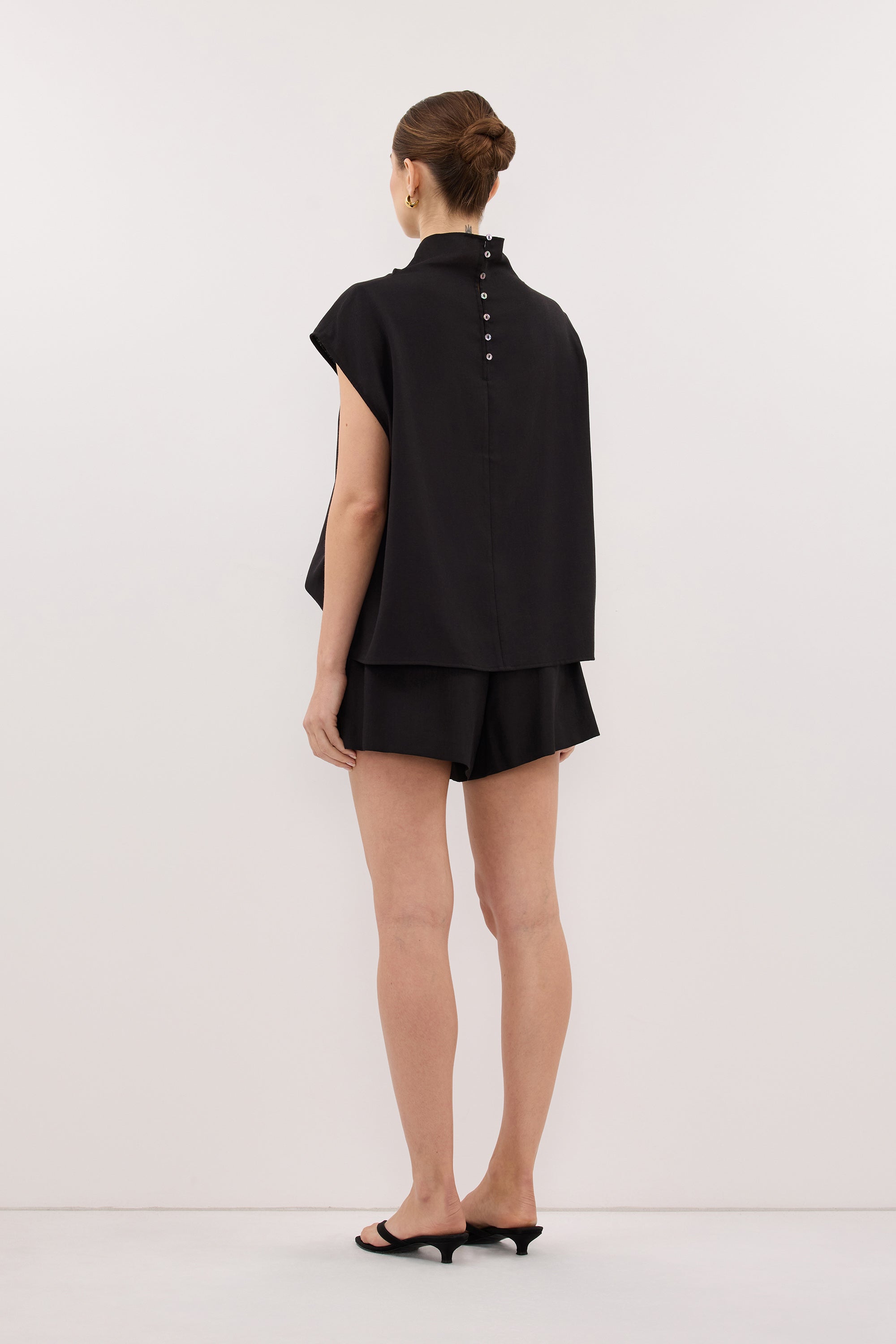 CALIA BLACK FUNNEL NECK TOP