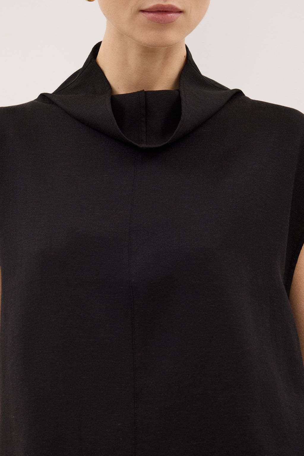 CALIA BLACK FUNNEL NECK TOP