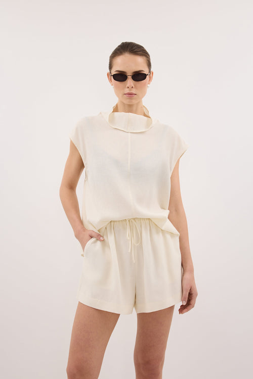 CALIA CREAM FUNNEL NECK TOP