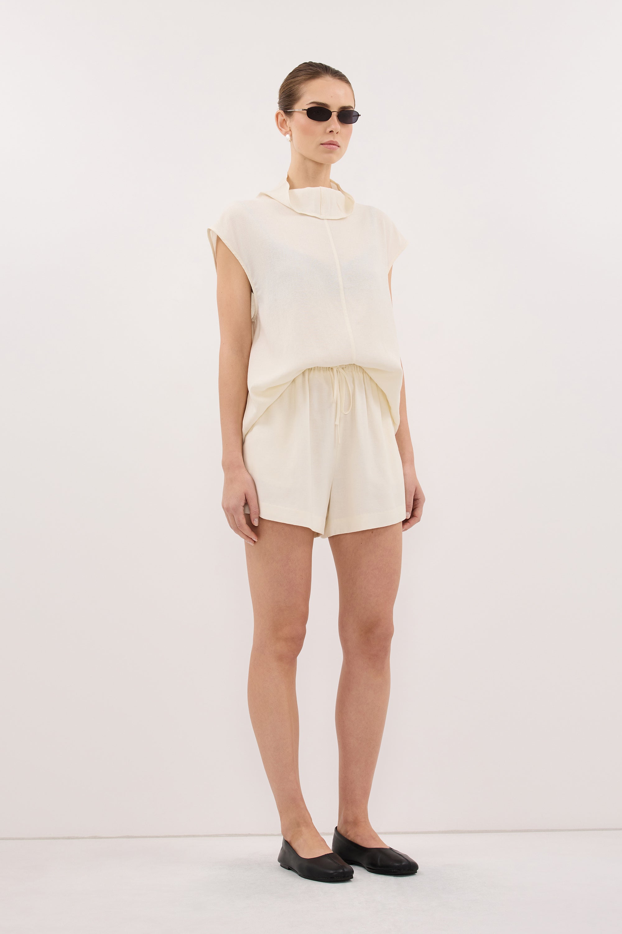 CALIA CREAM FUNNEL NECK TOP