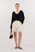 ORELIA BLACK COWL NECK SLEEVED TOP