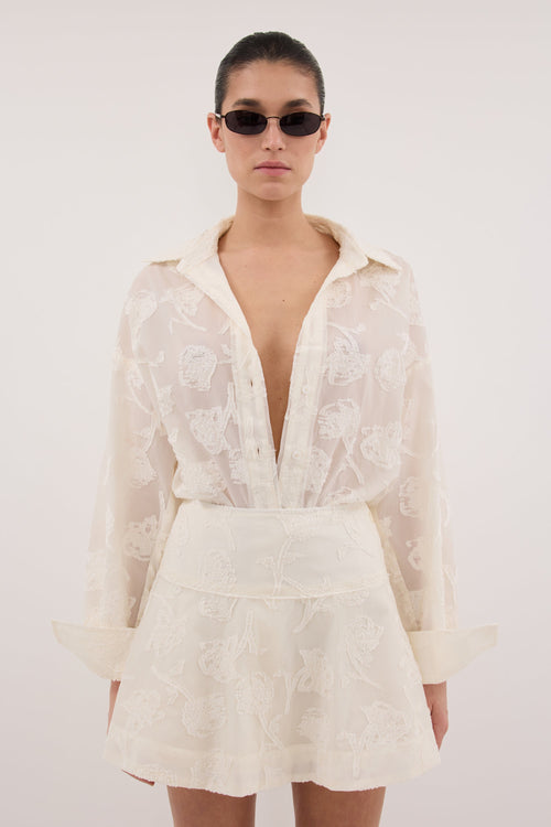 AZALEA OFF WHITE JACQUARD MINI SKIRT