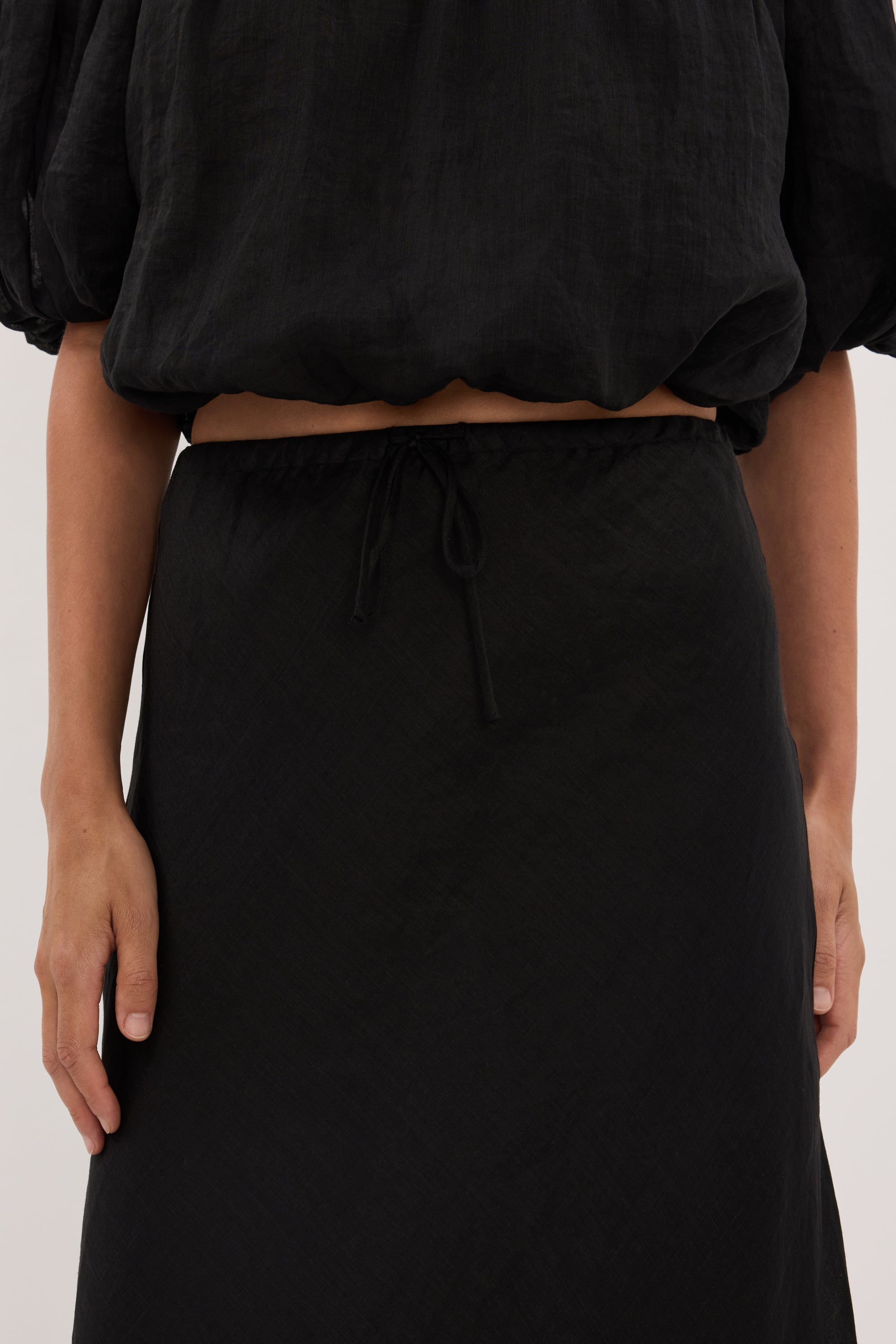 MAISON BLACK RAMIE BIAS MAXI SKIRT