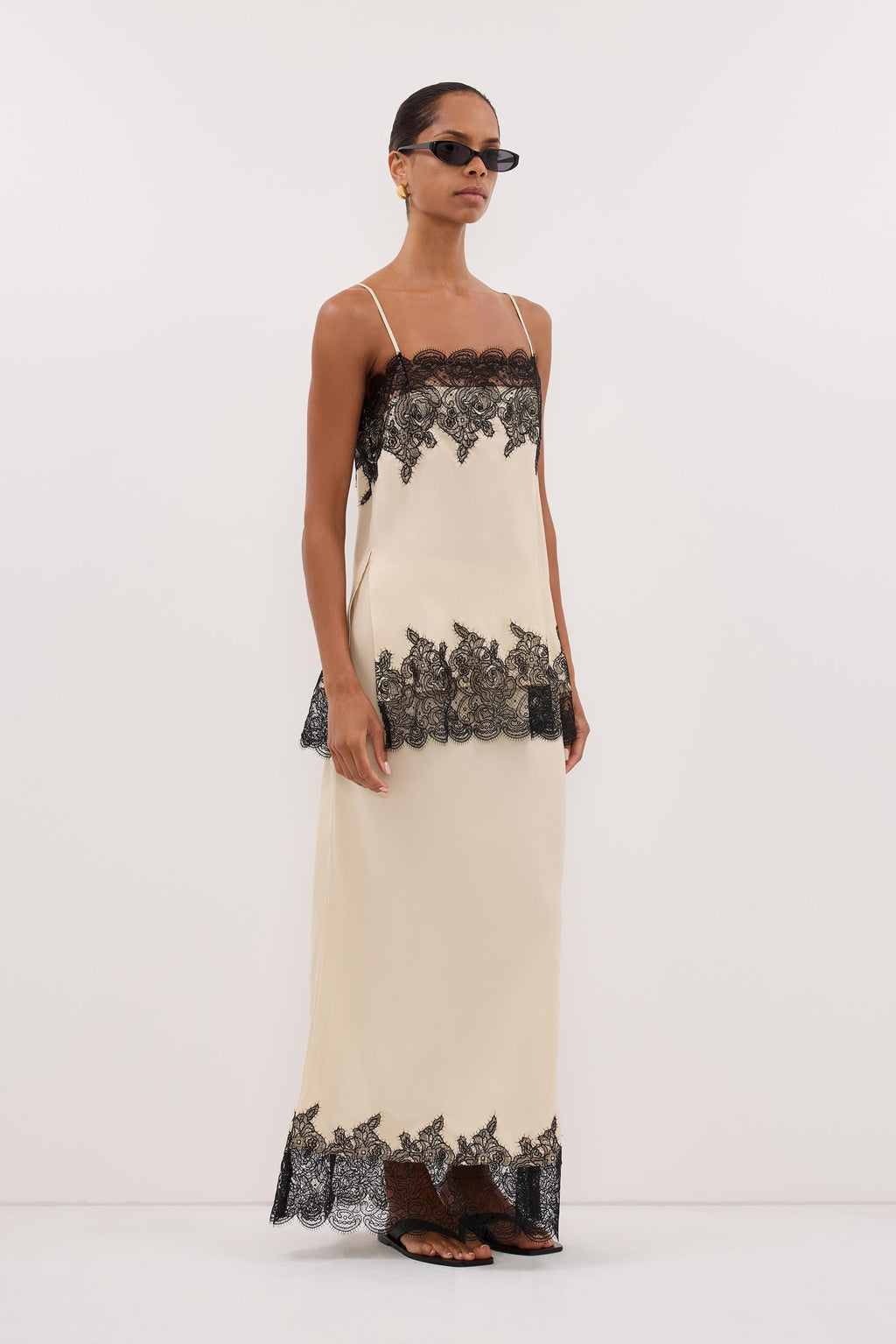 MINA STRAW CUPRO LACE MIDI SKIRT