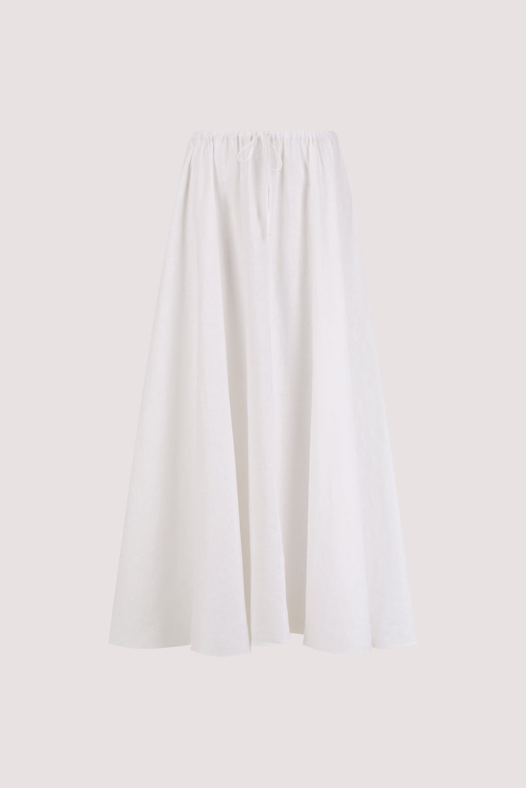 RAVELLO WHITE LINEN MIDI SKIRT