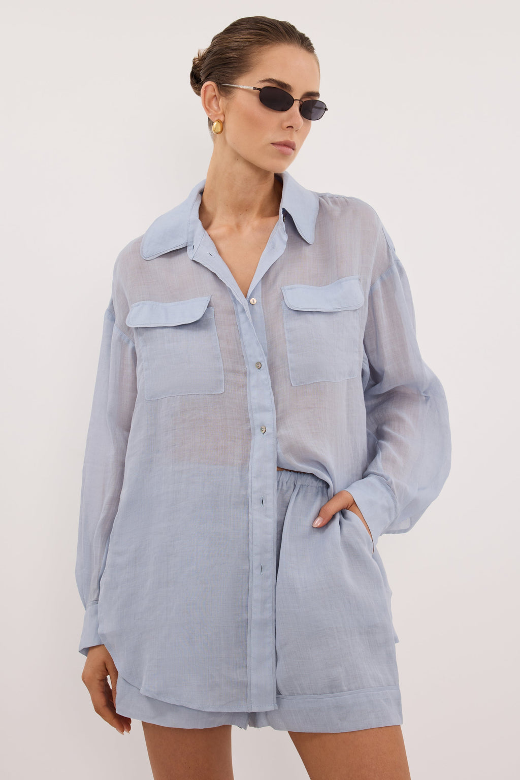 KAI DUSTY BLUE RAMIE SHORT
