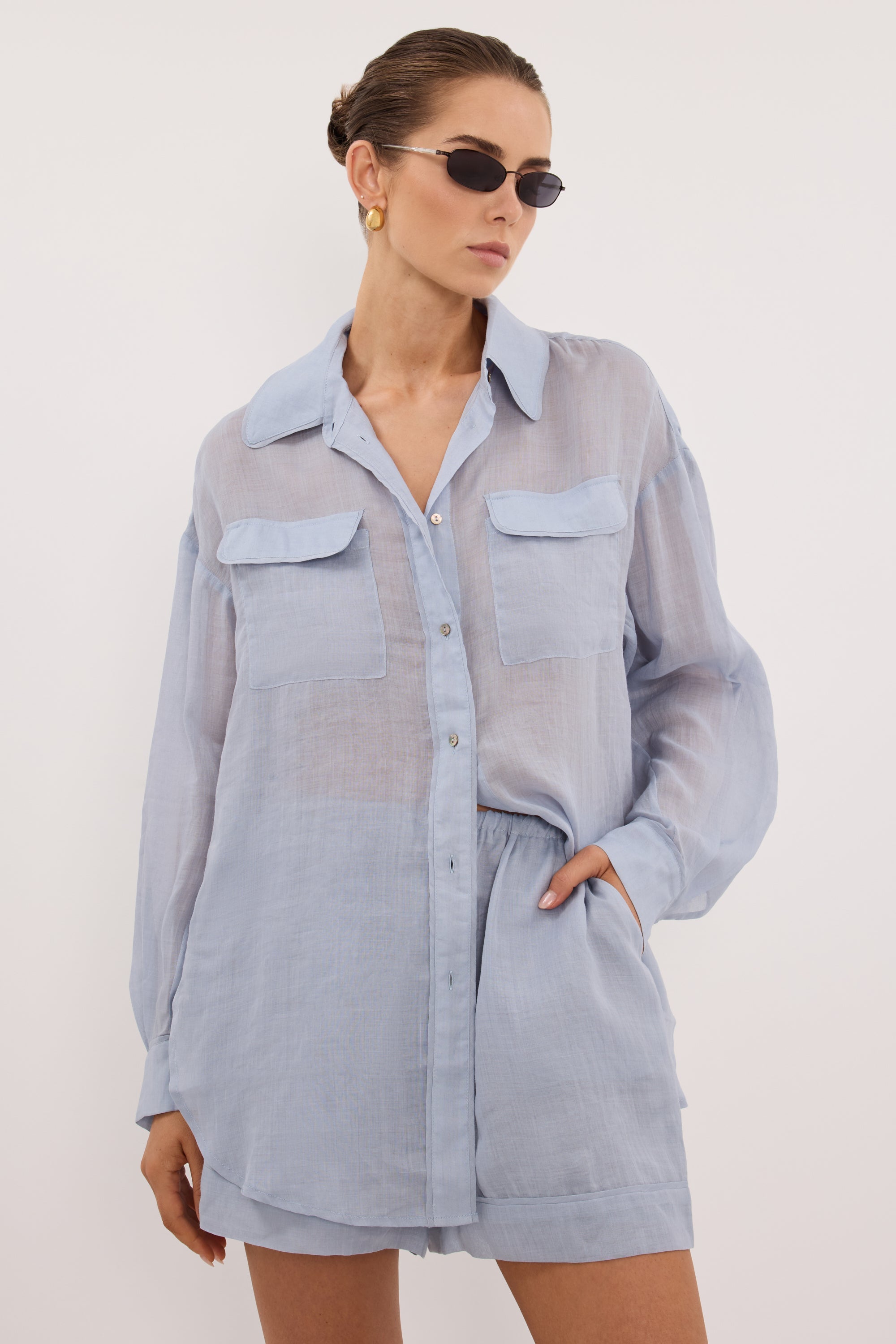 KAI DUSTY BLUE RAMIE SHORT
