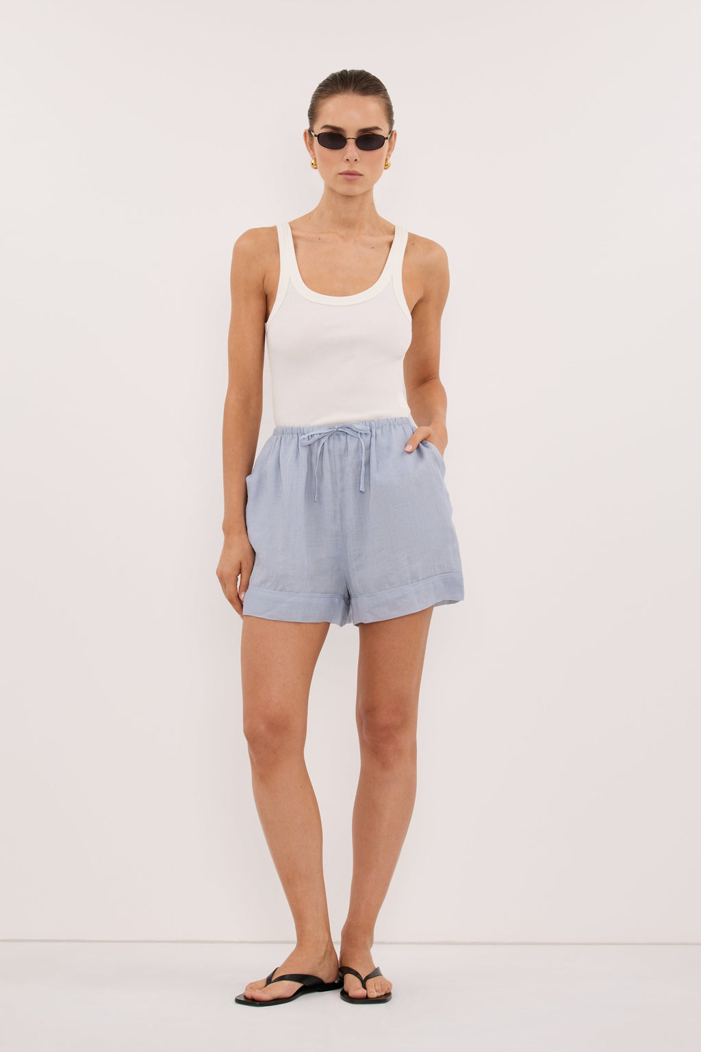 KAI DUSTY BLUE RAMIE SHORT