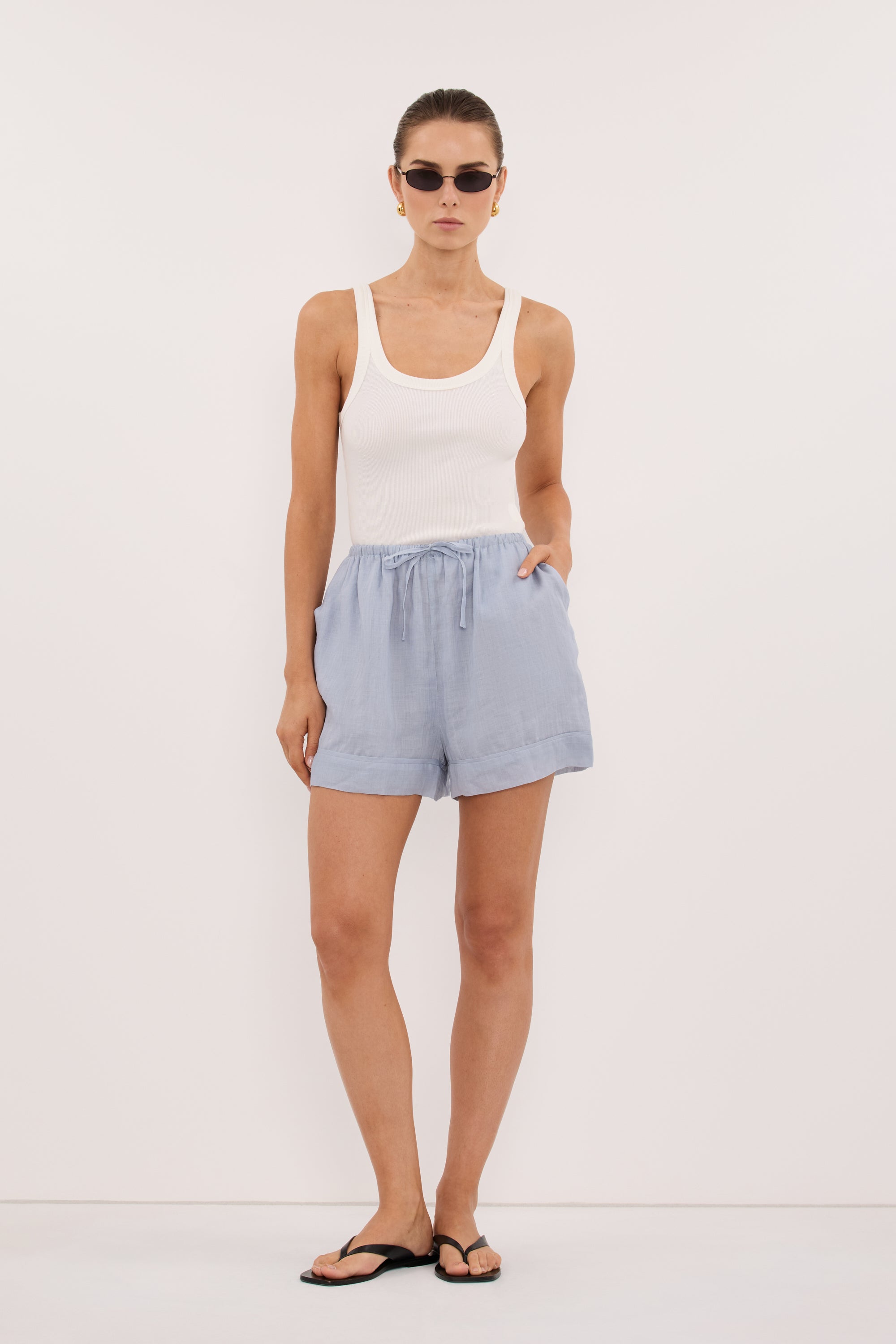 KAI DUSTY BLUE RAMIE SHORT