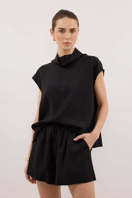 CALIA BLACK DRAWSTRING SHORT