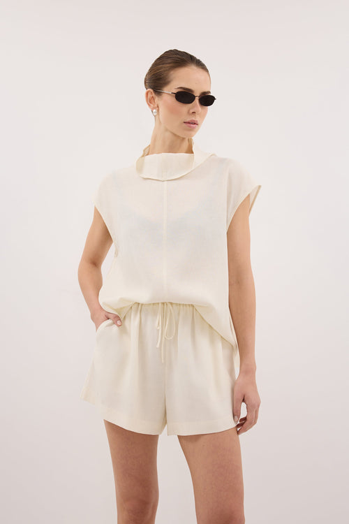 CALIA CREAM DRAWSTRING SHORT