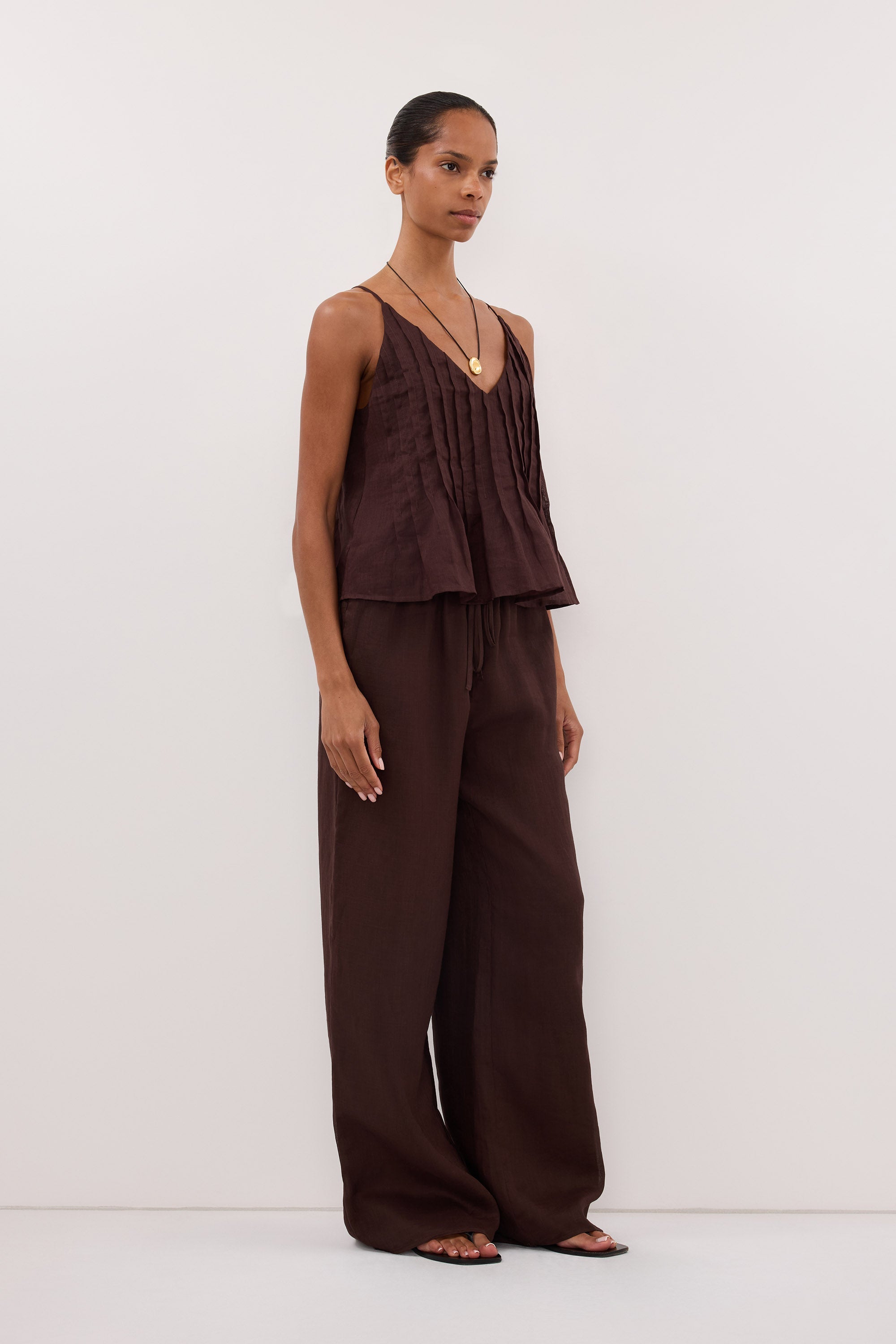 GINNY BURNT CHOC RAMIE PANT