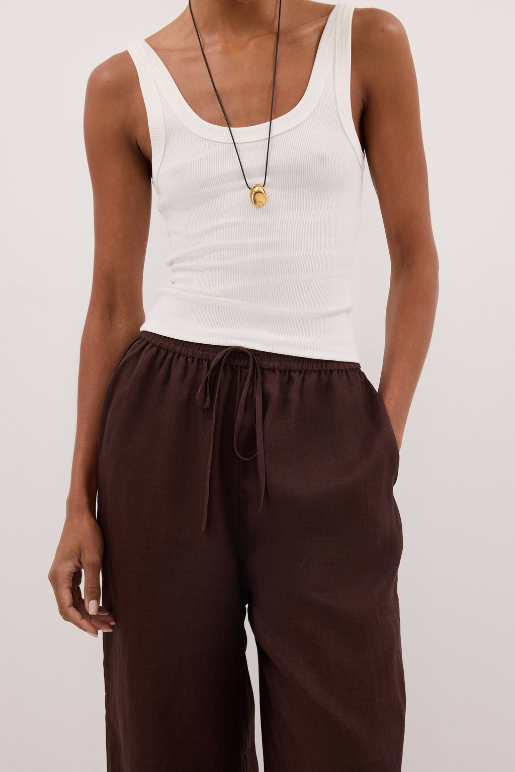 GINNY BURNT CHOC RAMIE PANT