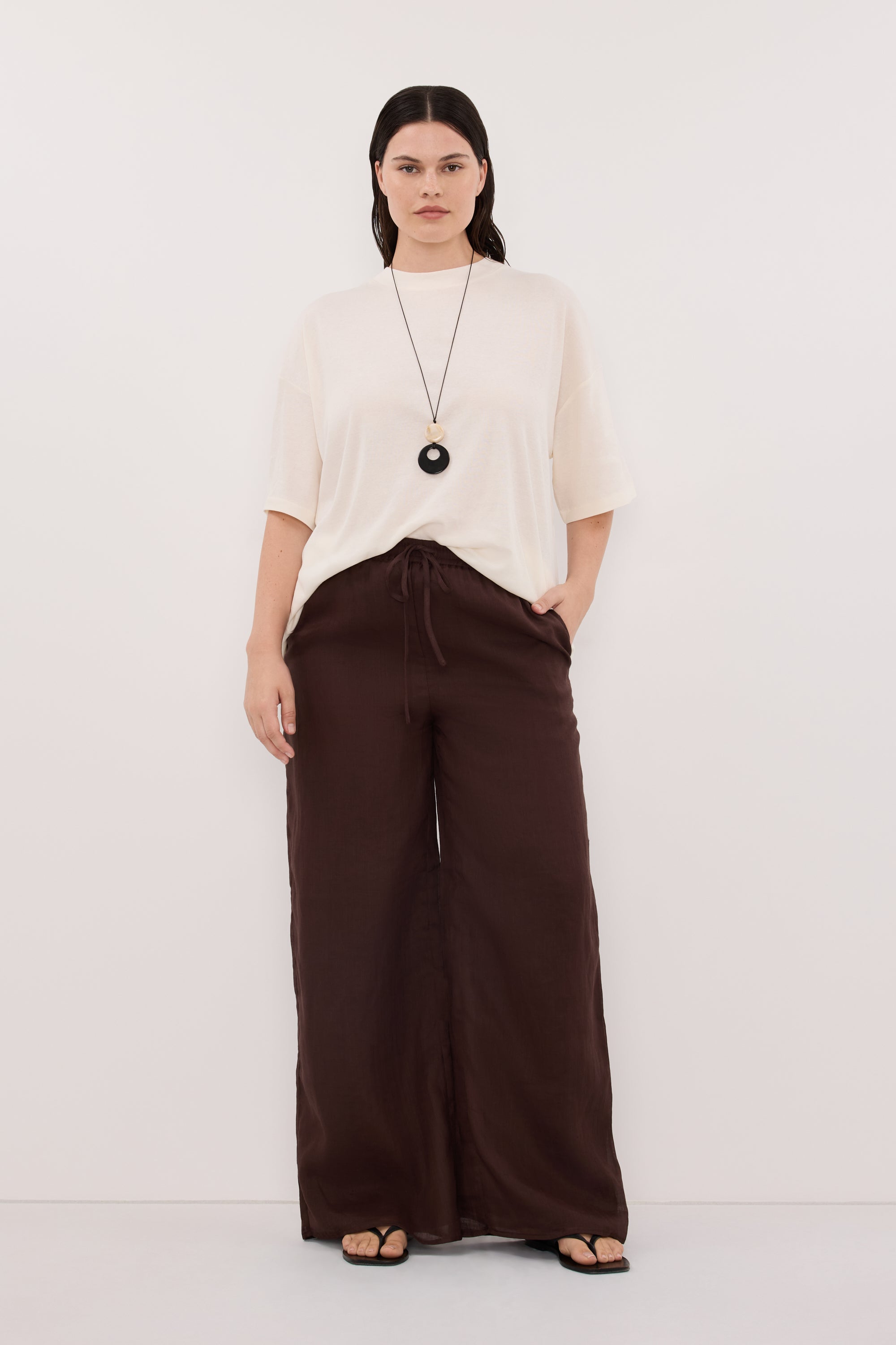 GINNY BURNT CHOC RAMIE PANT