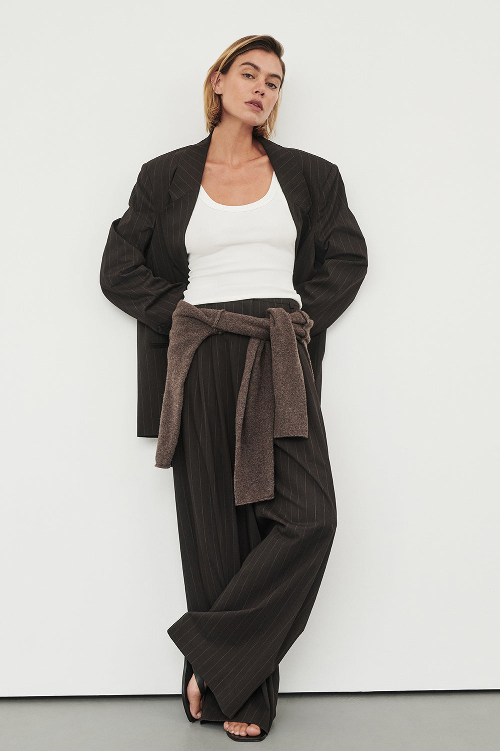 SIAN PEAT CHOC TAILORED WIDE PANT