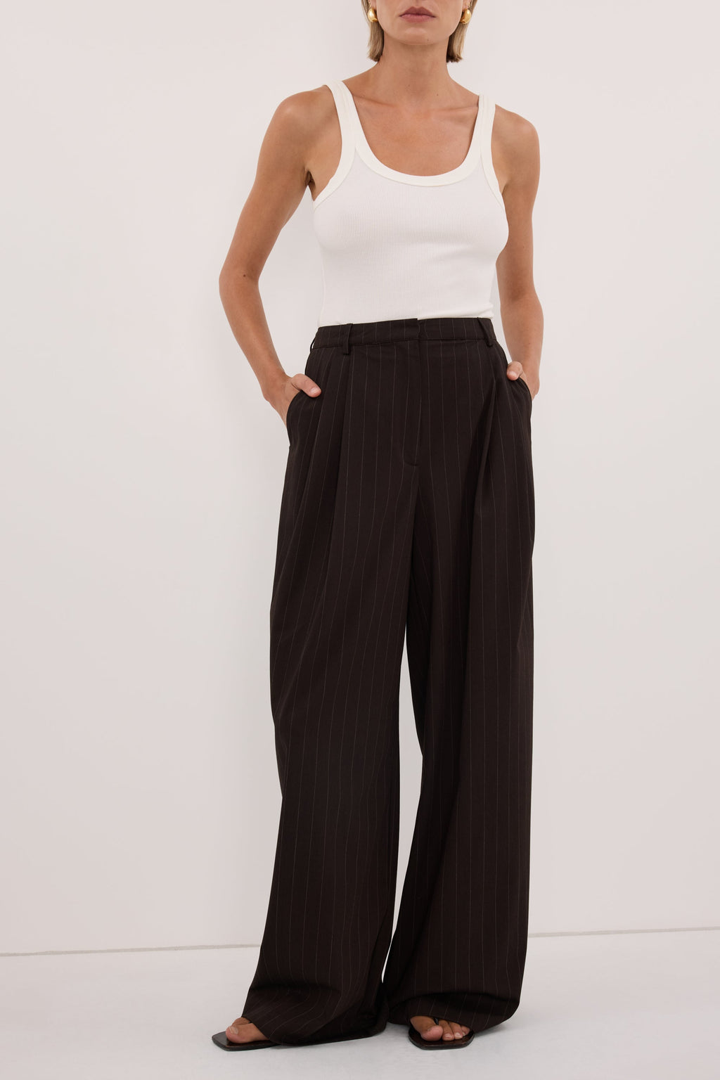 SIAN PEAT CHOC TAILORED WIDE PANT
