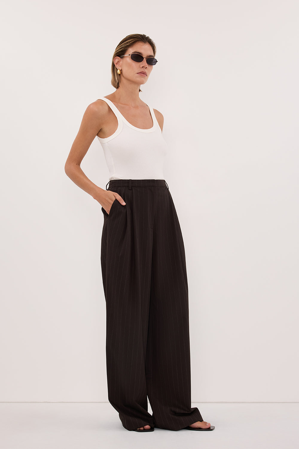 SIAN PEAT CHOC TAILORED WIDE PANT
