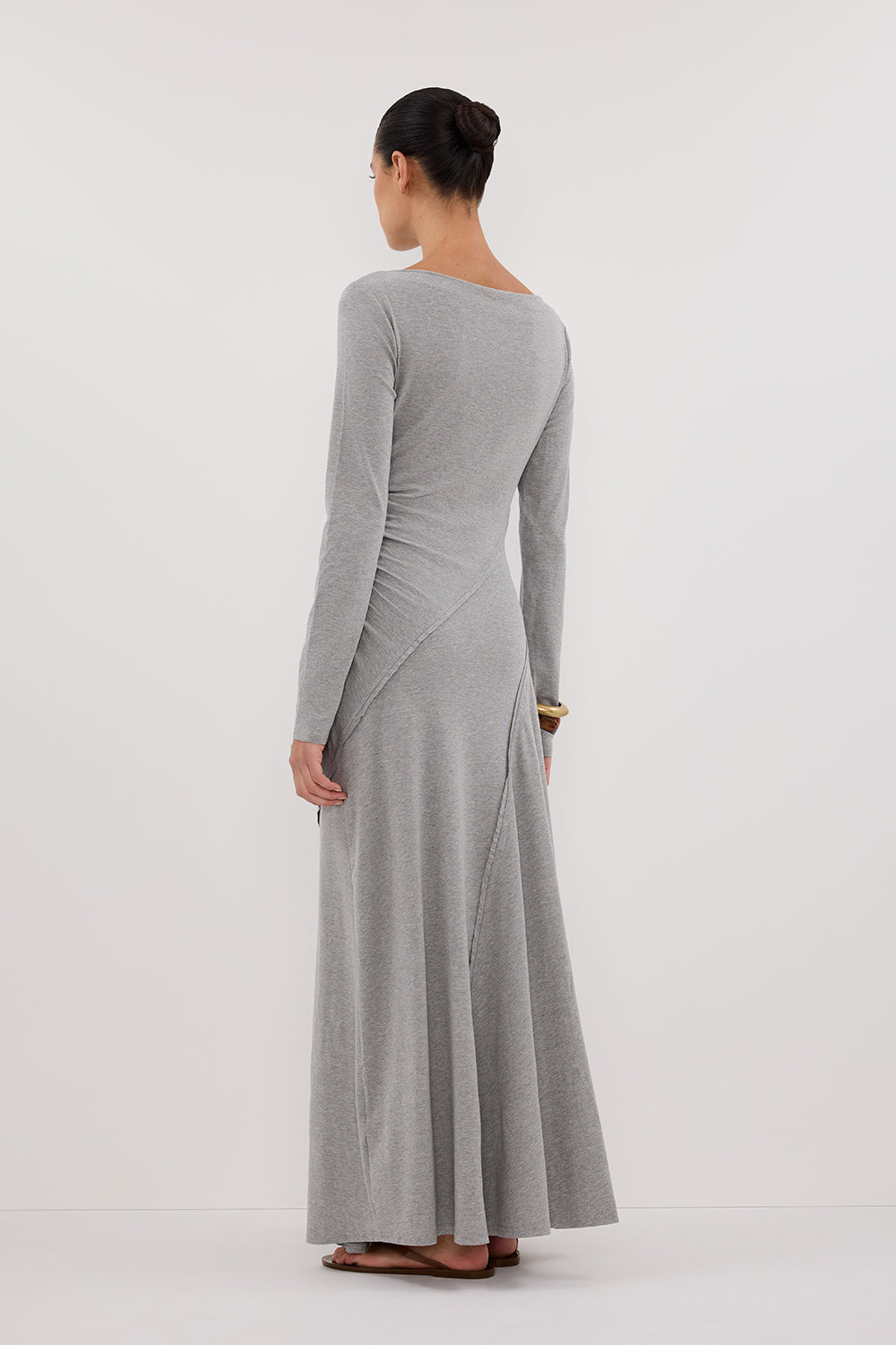 HADLEY SILVER LONG SLEEVE KNIT MAXI DRESS