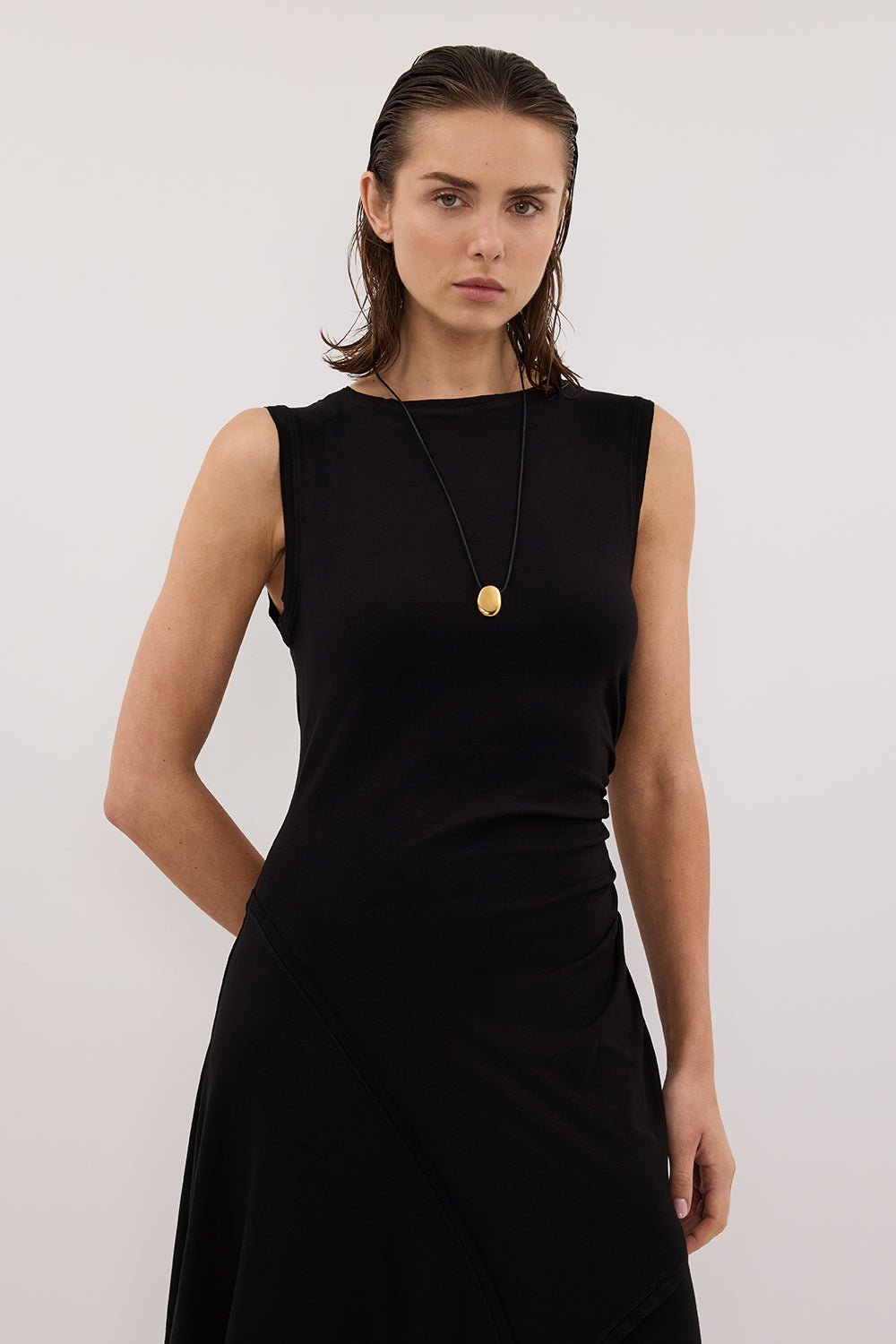 HADLEY BLACK SLEEVELESS KNIT MAXI DRESS