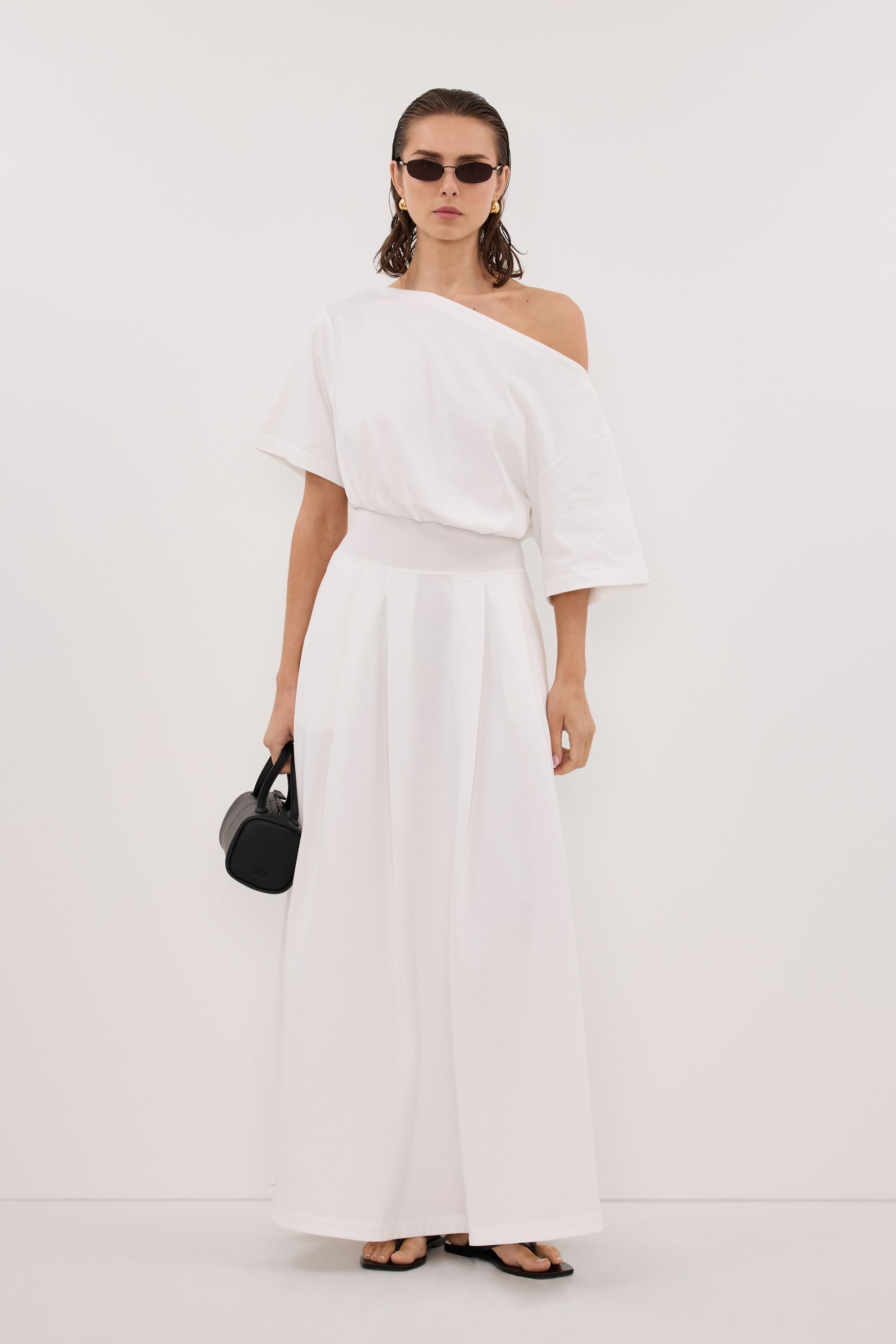 ESME WHITE ASYM MAXI DRESS