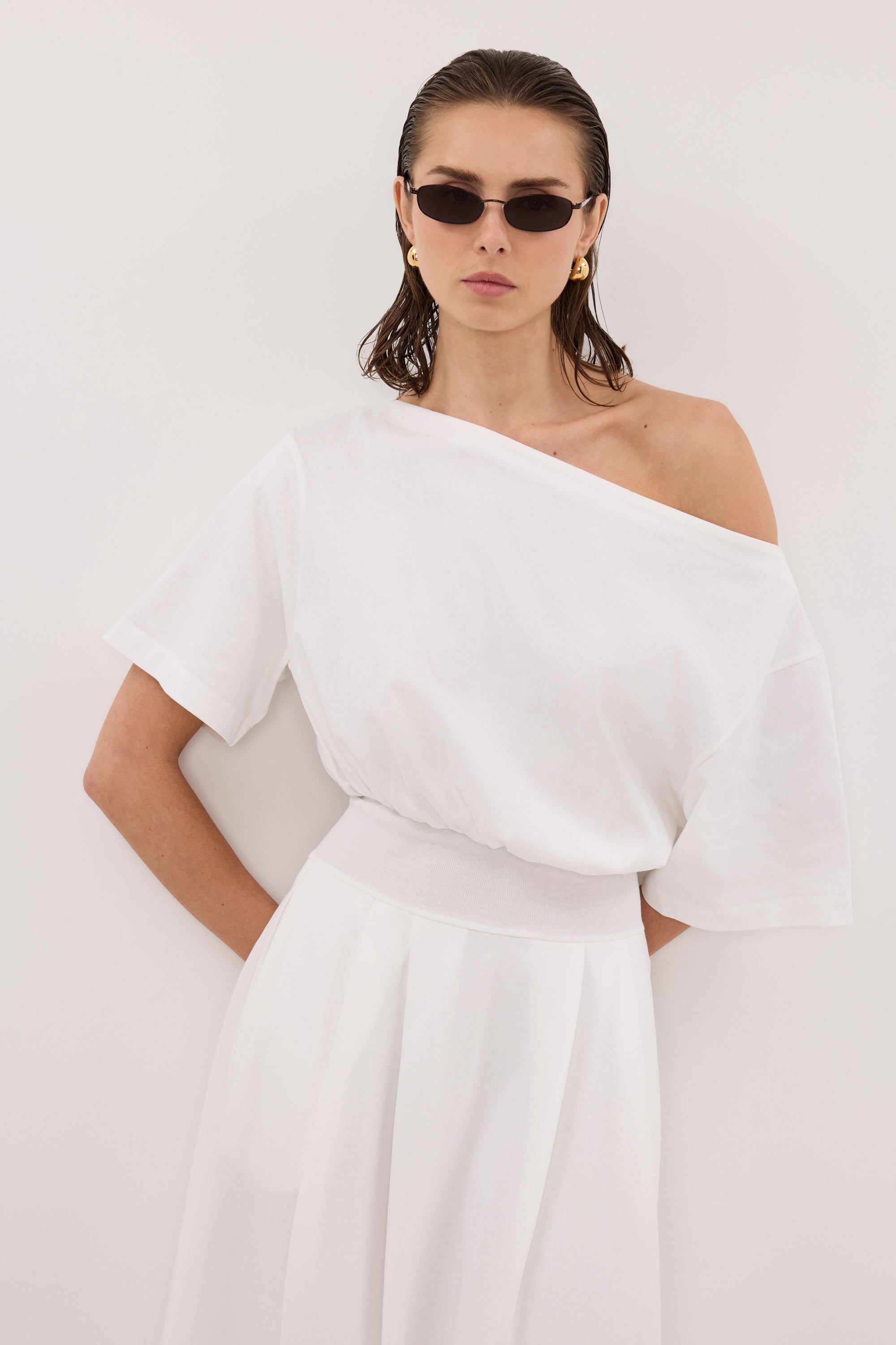 ESME WHITE ASYM MAXI DRESS