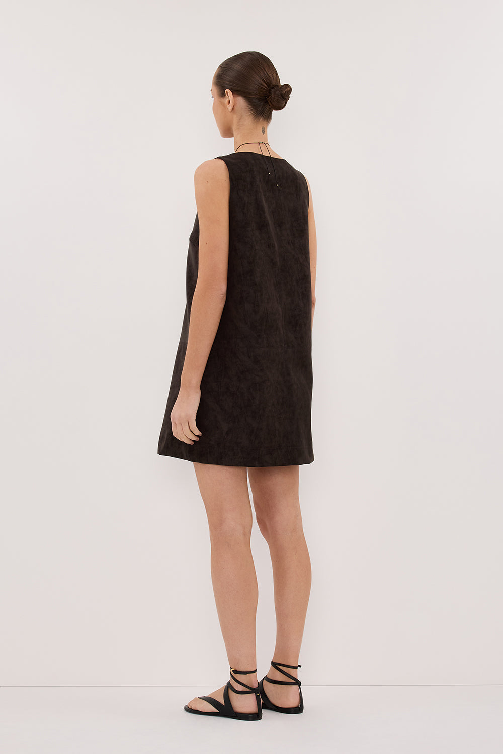 OAKLAND CHOC FAUX SUEDE MINI DRESS