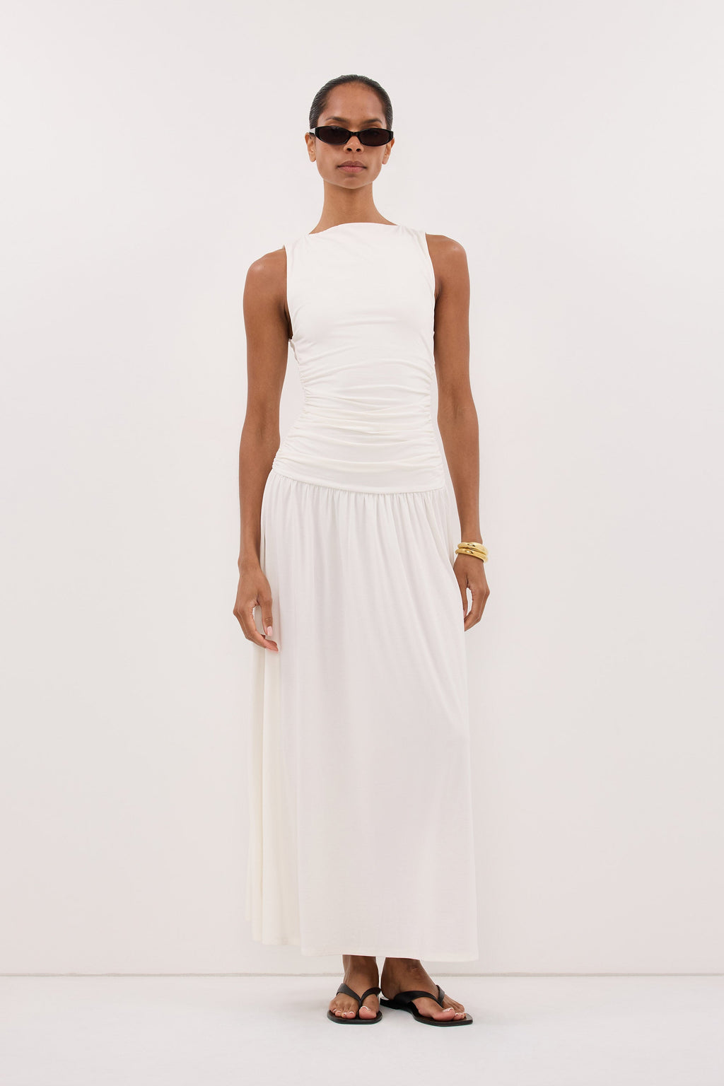 MEG OFF WHITE SLEEVELESS KNIT MIDI DRESS