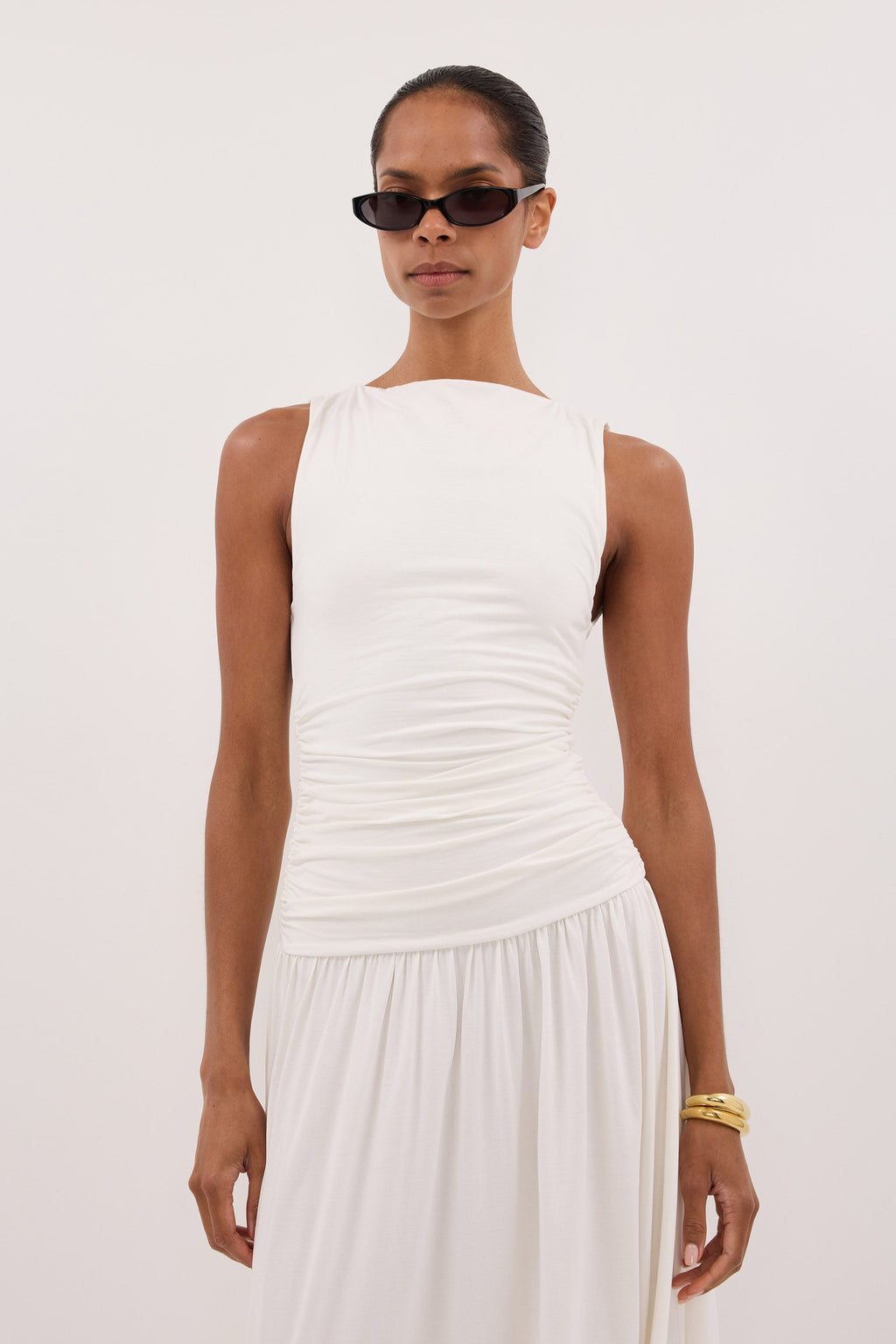 MEG OFF WHITE SLEEVELESS KNIT MIDI DRESS