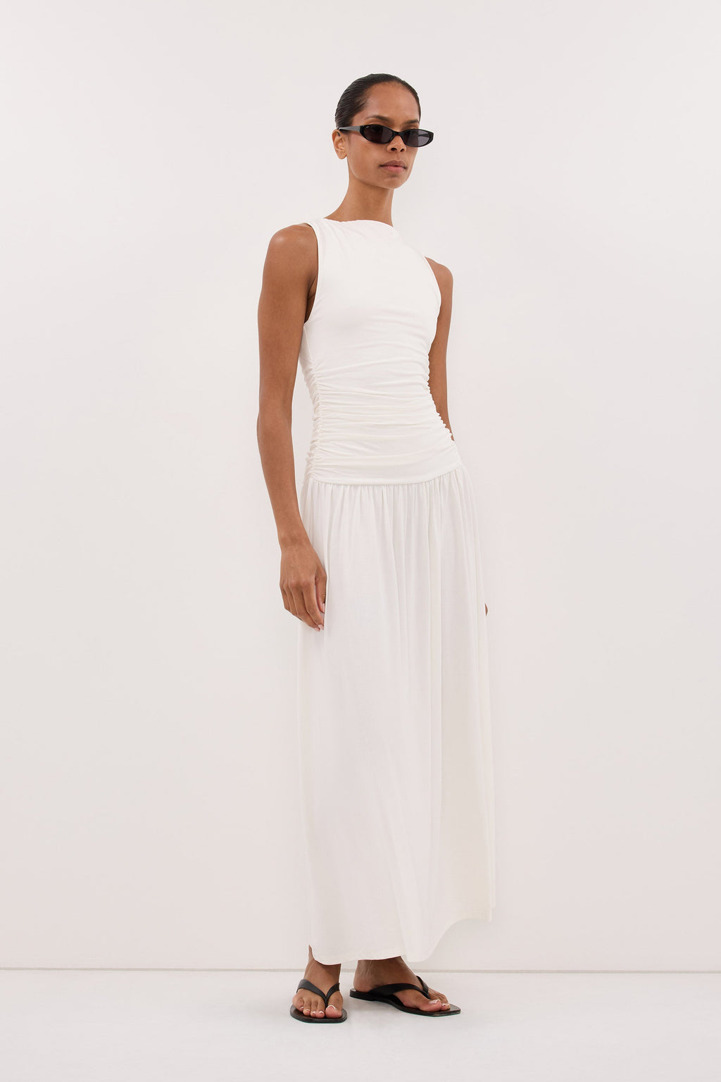 MEG OFF WHITE SLEEVELESS KNIT MIDI DRESS