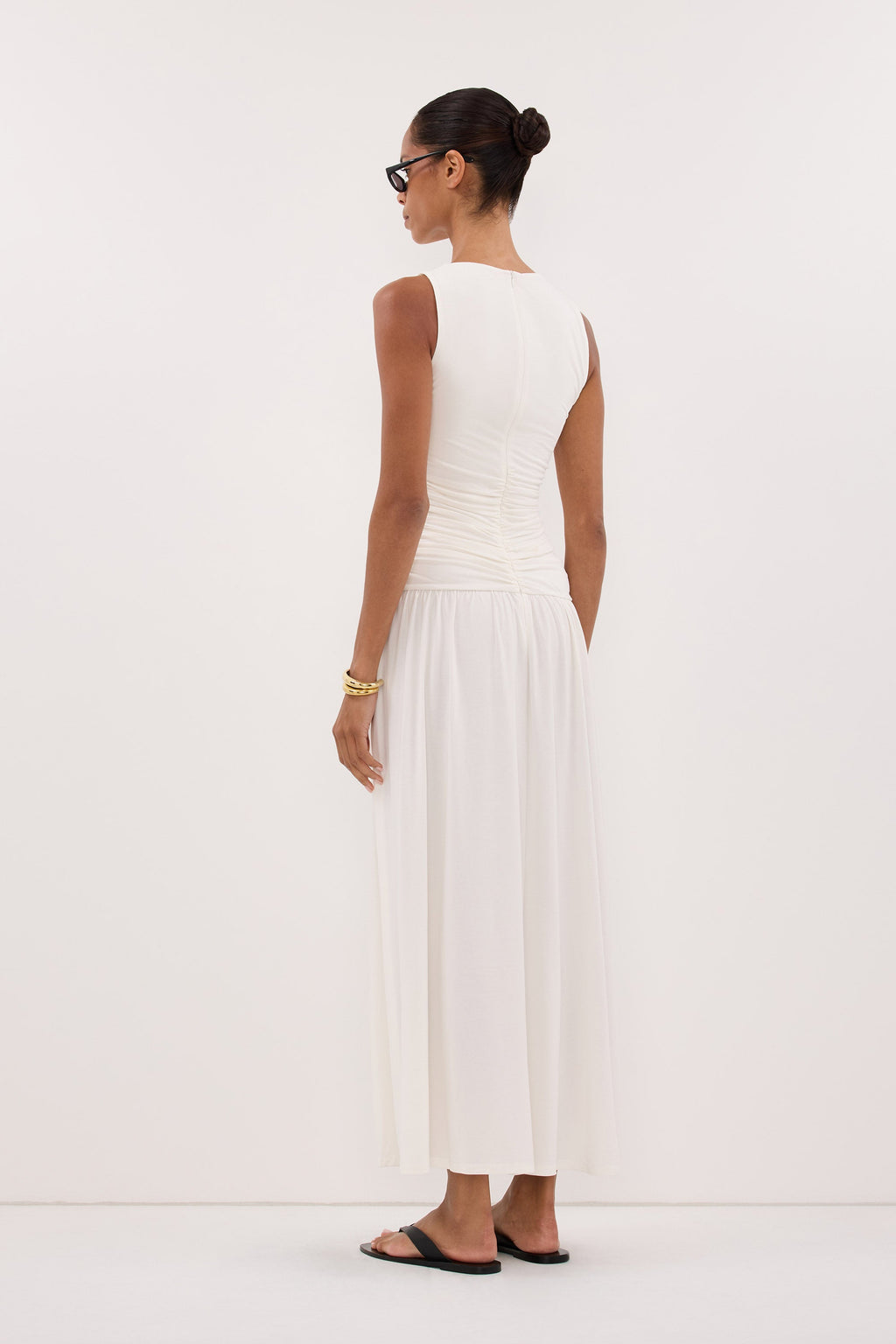 MEG OFF WHITE SLEEVELESS KNIT MIDI DRESS