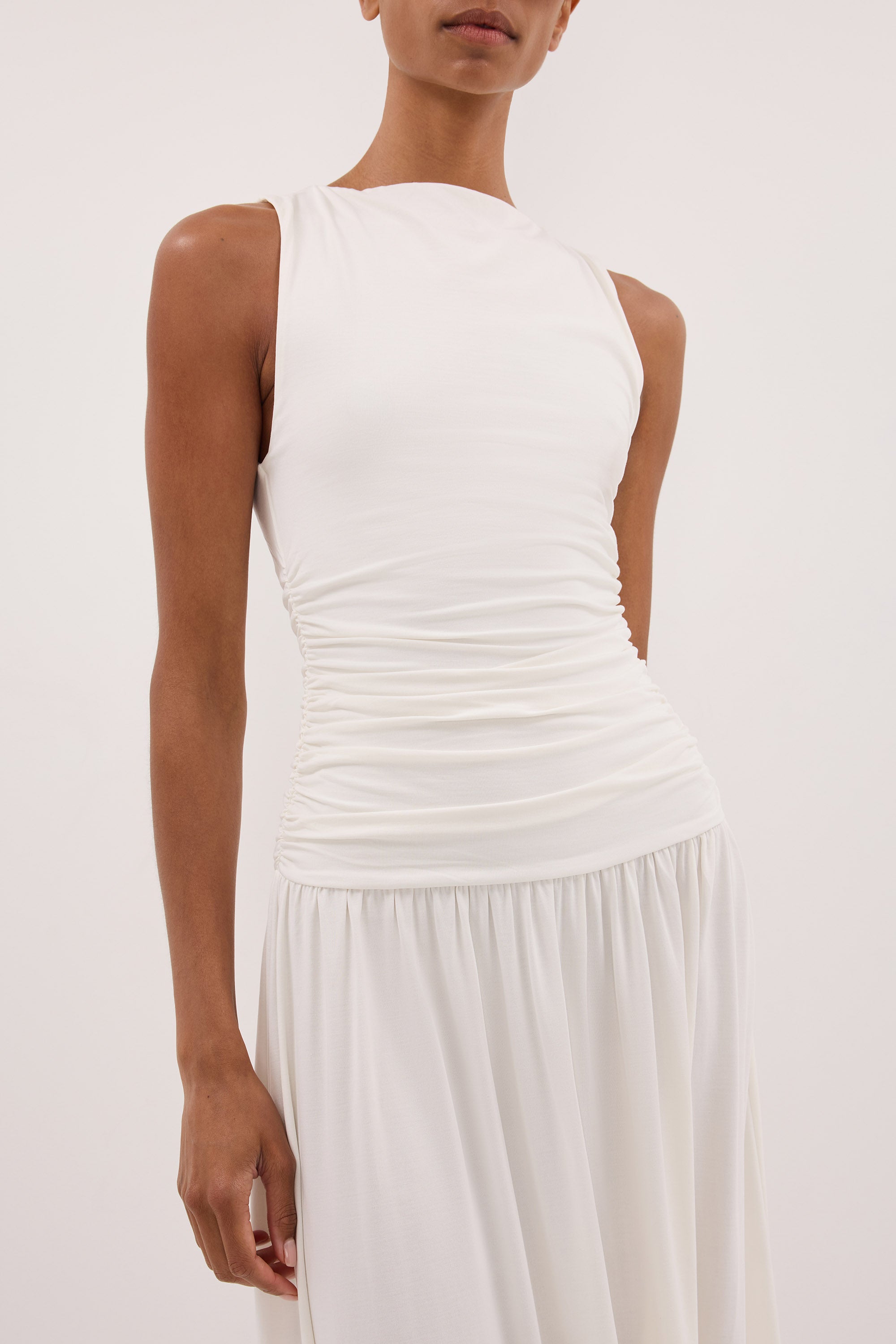 MEG OFF WHITE SLEEVELESS KNIT MIDI DRESS