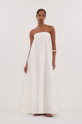 ELBA WHITE SHEER STRAPLESS DRESS