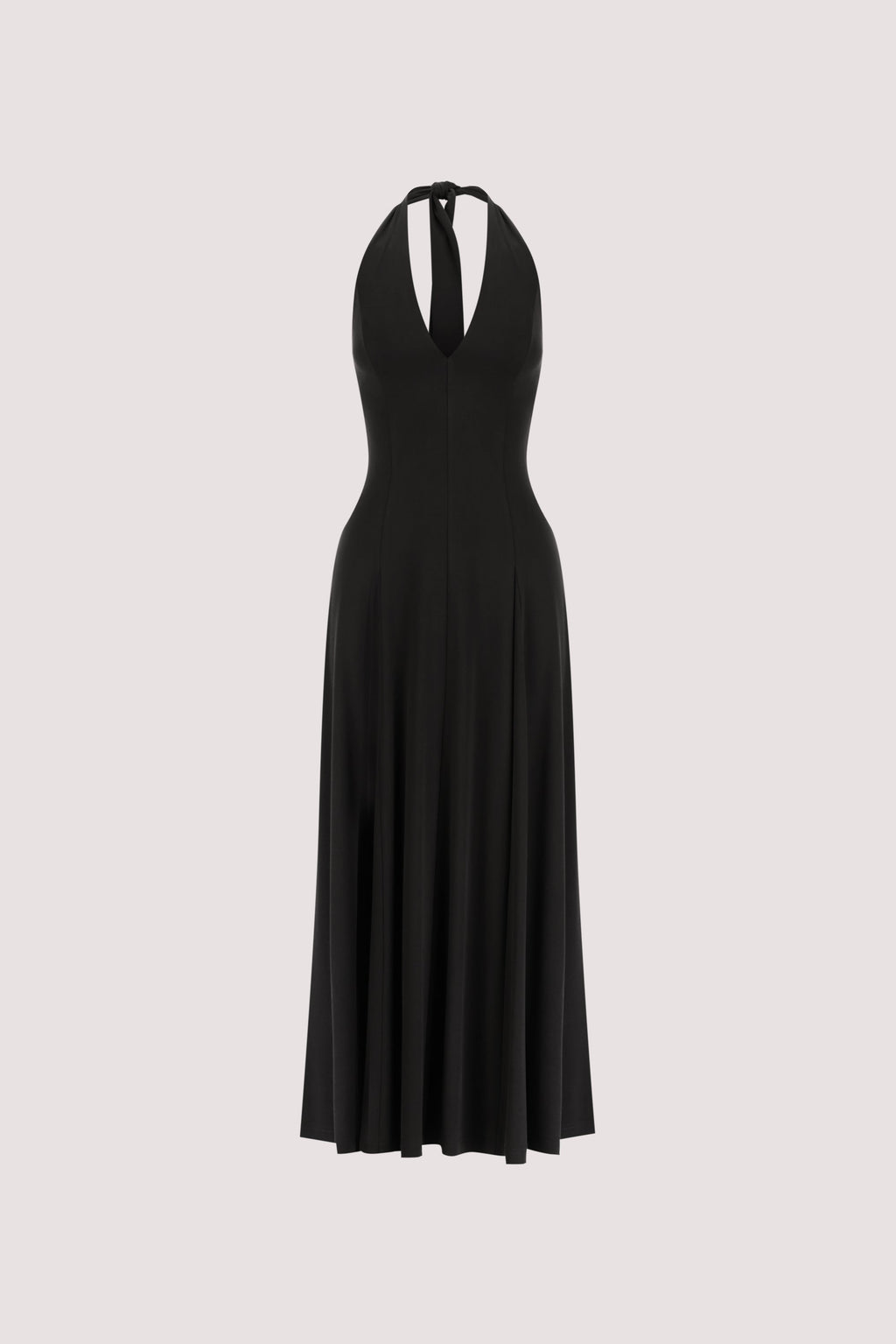 LYNN BLACK HALTER MIDI DRESS