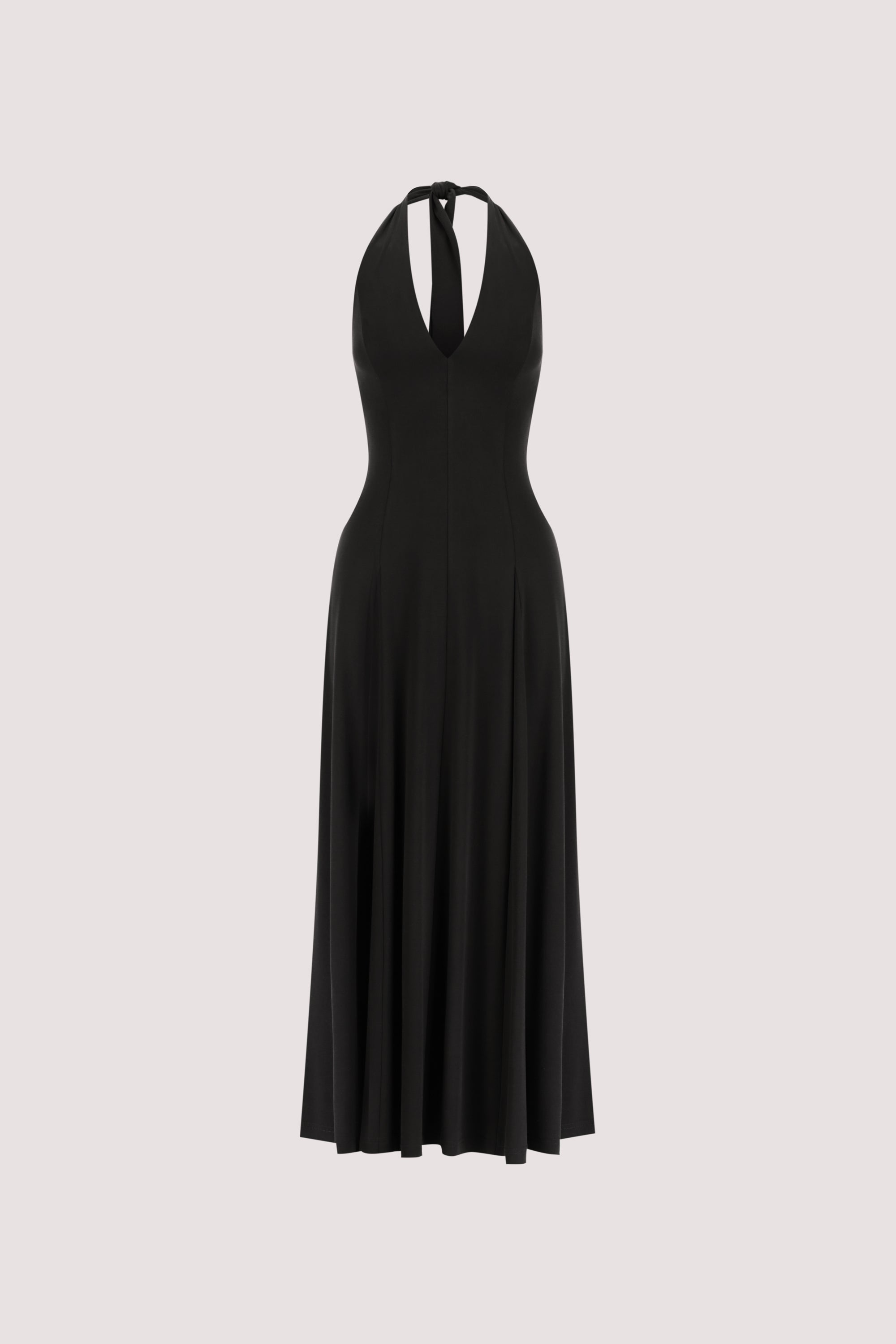 LYNN BLACK HALTER MIDI DRESS
