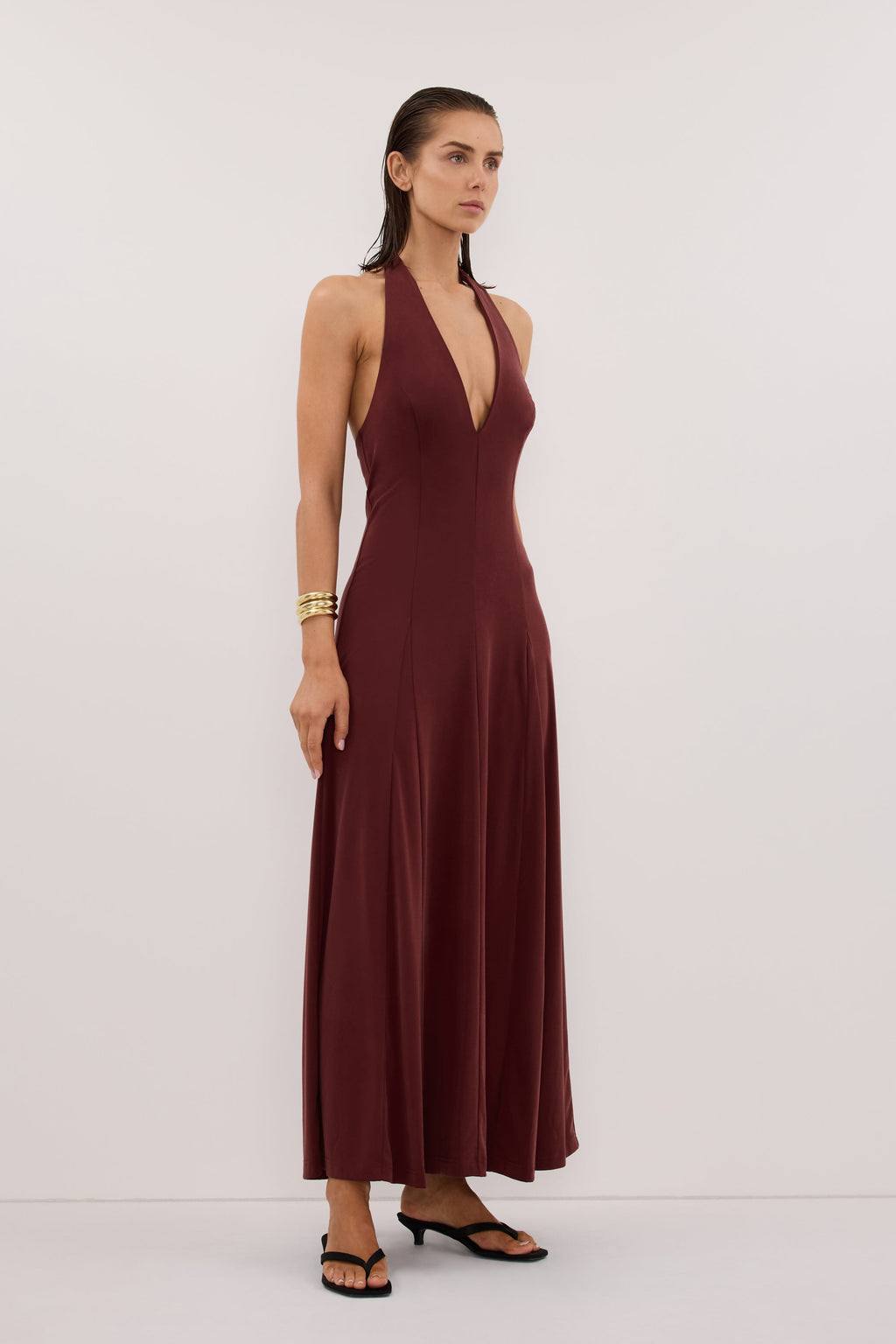 LYNN SAHARA HALTER MIDI DRESS