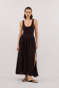 SKYLER BURNT CHOC HYBRID MIDI DRESS