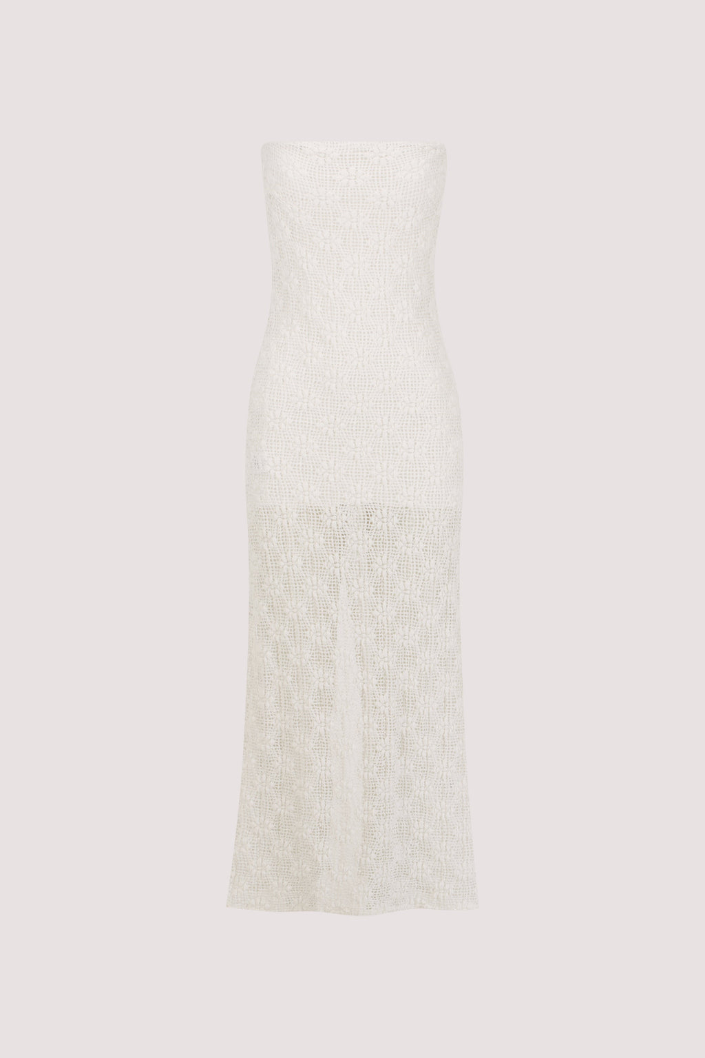 AGNES WHITE STRAPLESS CROCHET MAXI DRESS