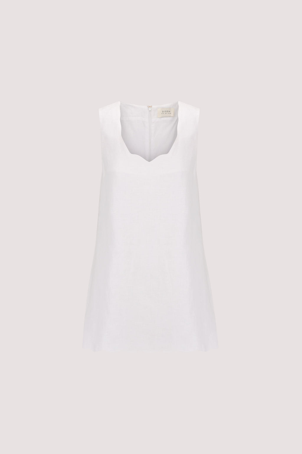 LELA WHITE SLEEVELESS LINEN MINI DRESS