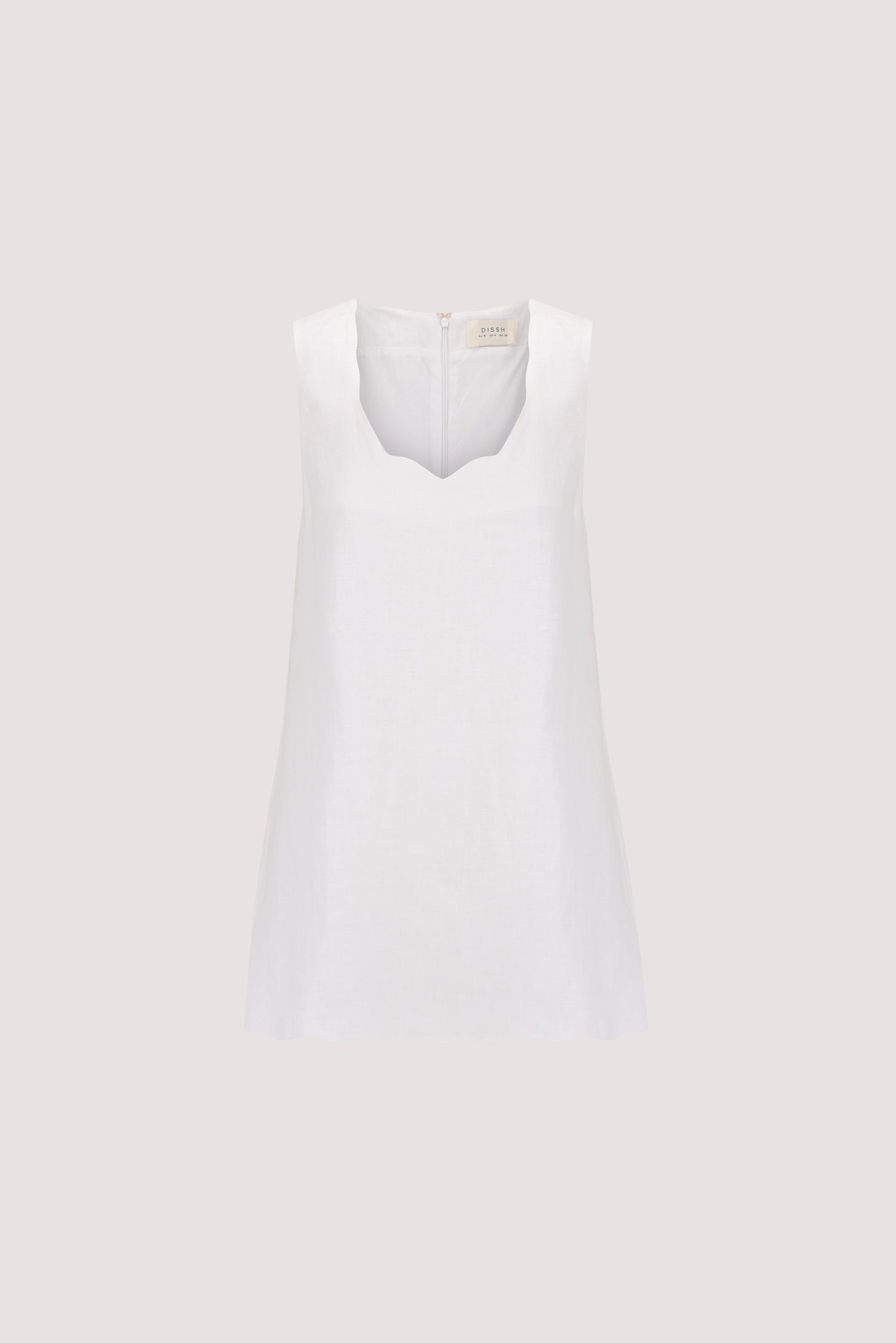 LELA WHITE SLEEVELESS LINEN MINI DRESS