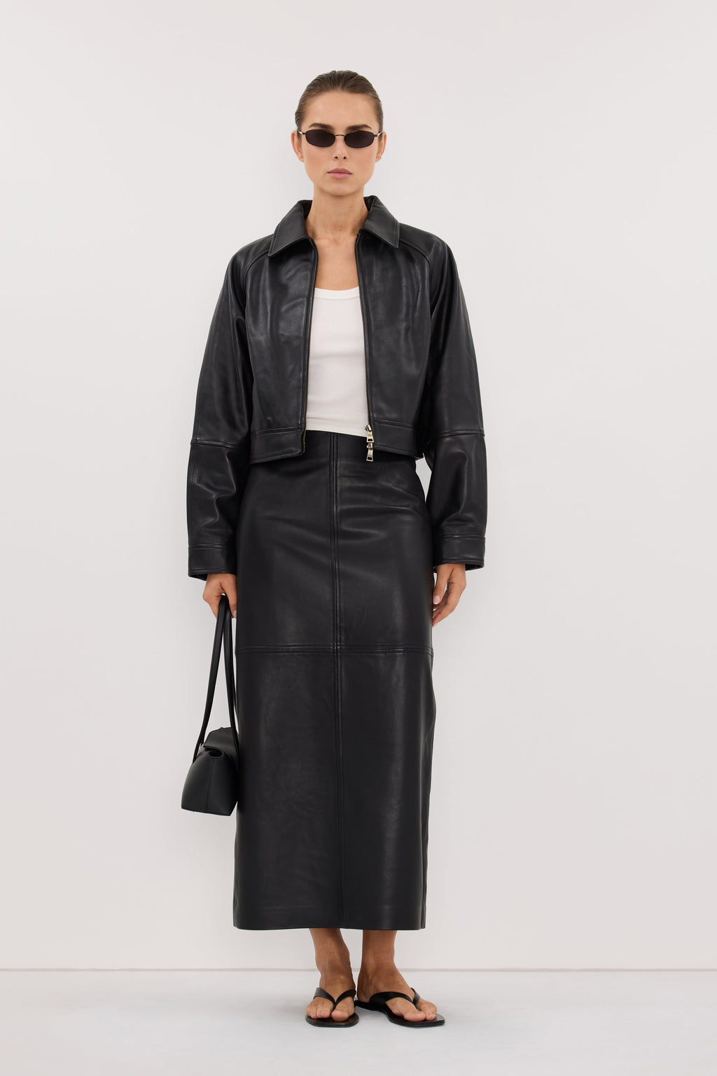 FREYA BLACK CROPPED LEATHER JACKET