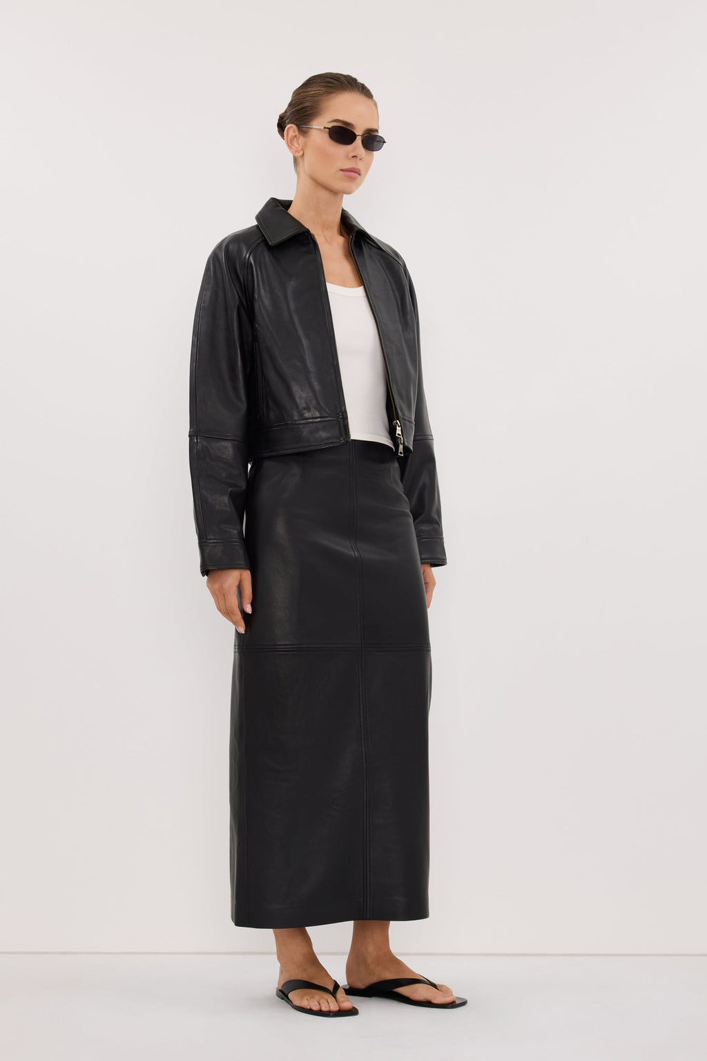 FREYA BLACK CROPPED LEATHER JACKET