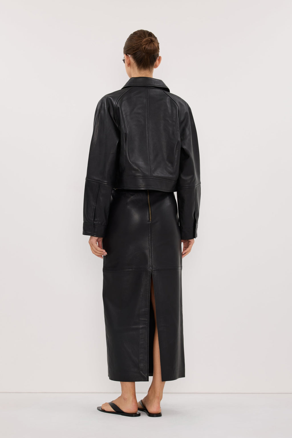 FREYA BLACK CROPPED LEATHER JACKET