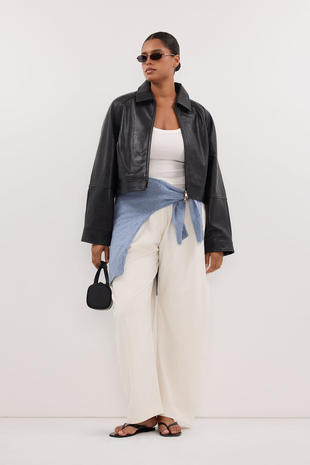 FREYA BLACK CROPPED LEATHER JACKET