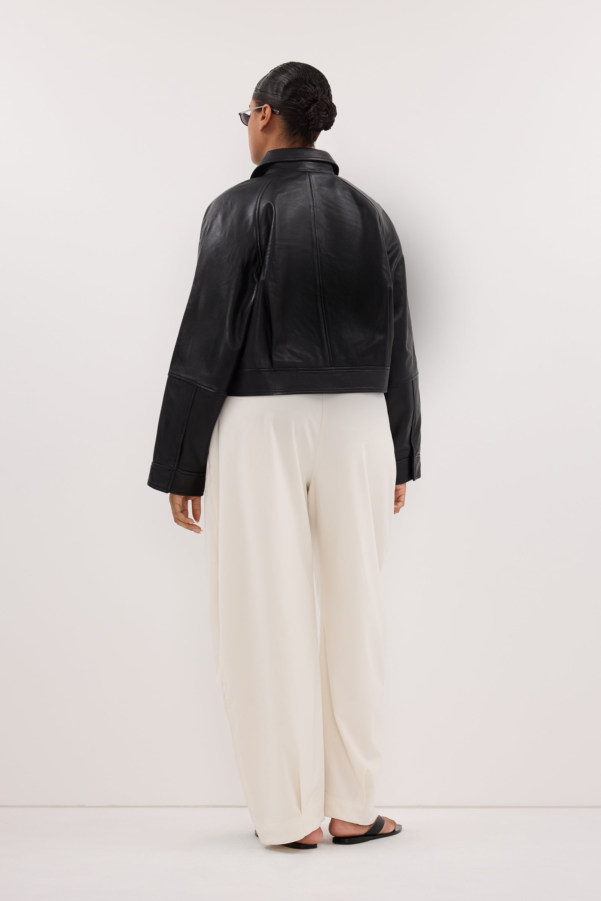 FREYA BLACK CROPPED LEATHER JACKET